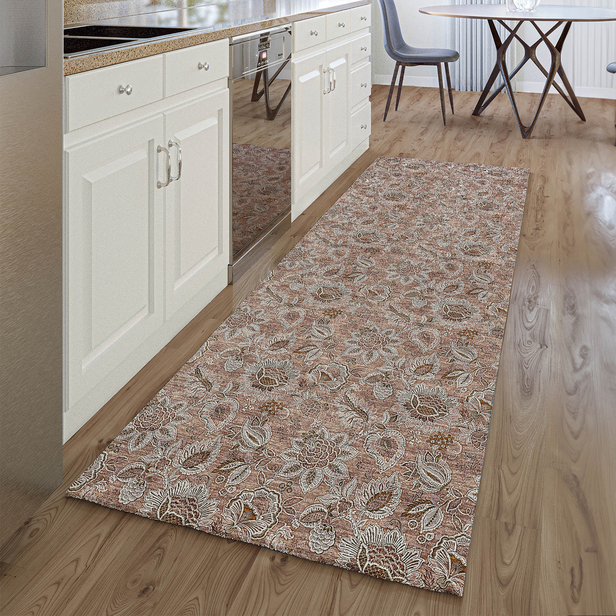 Havana Machine Washable Transitional Copper Orange Rug 2'3" x 7'6" #shape_Runner