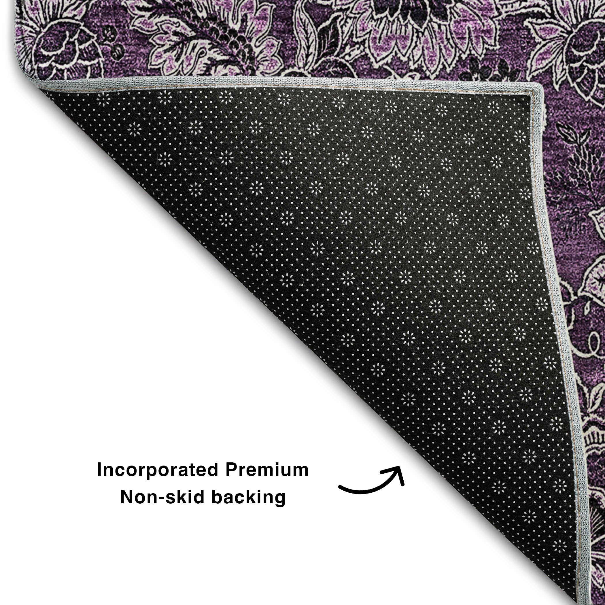 Havana Machine Washable Transitional Eggplant Purple Rug 1'8" x 2'6" #shape_Rectangle