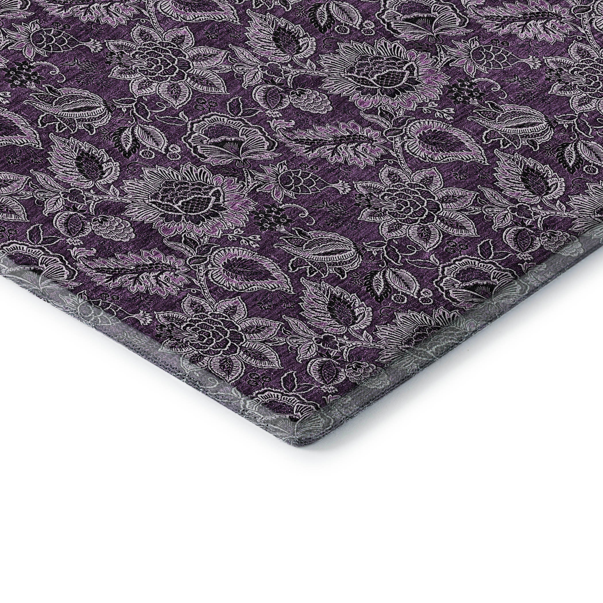 Havana Machine Washable Transitional Eggplant Purple Rug 1'8" x 2'6" #shape_Rectangle