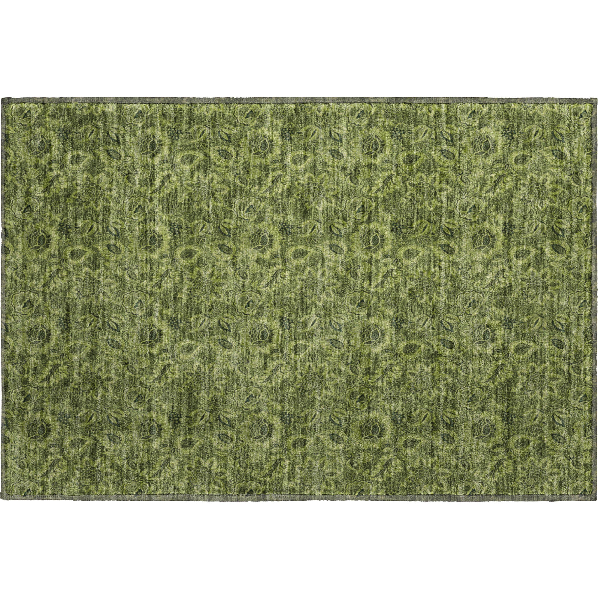Havana Machine Washable Transitional Olive Green Rug 1'8" x 2'6" #shape_Rectangle