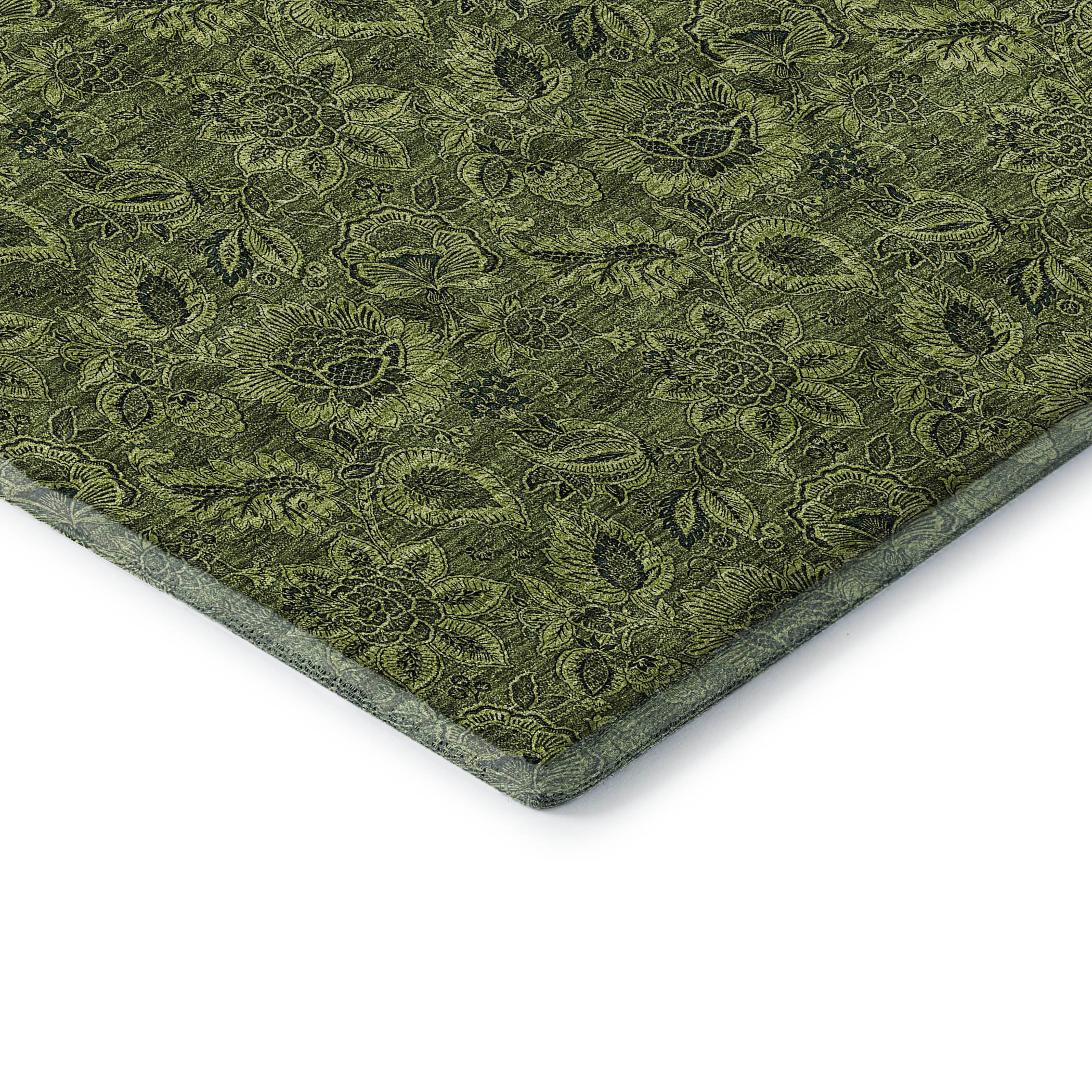 Havana Machine Washable Transitional Olive Green Rug 1'8" x 2'6" #shape_Rectangle