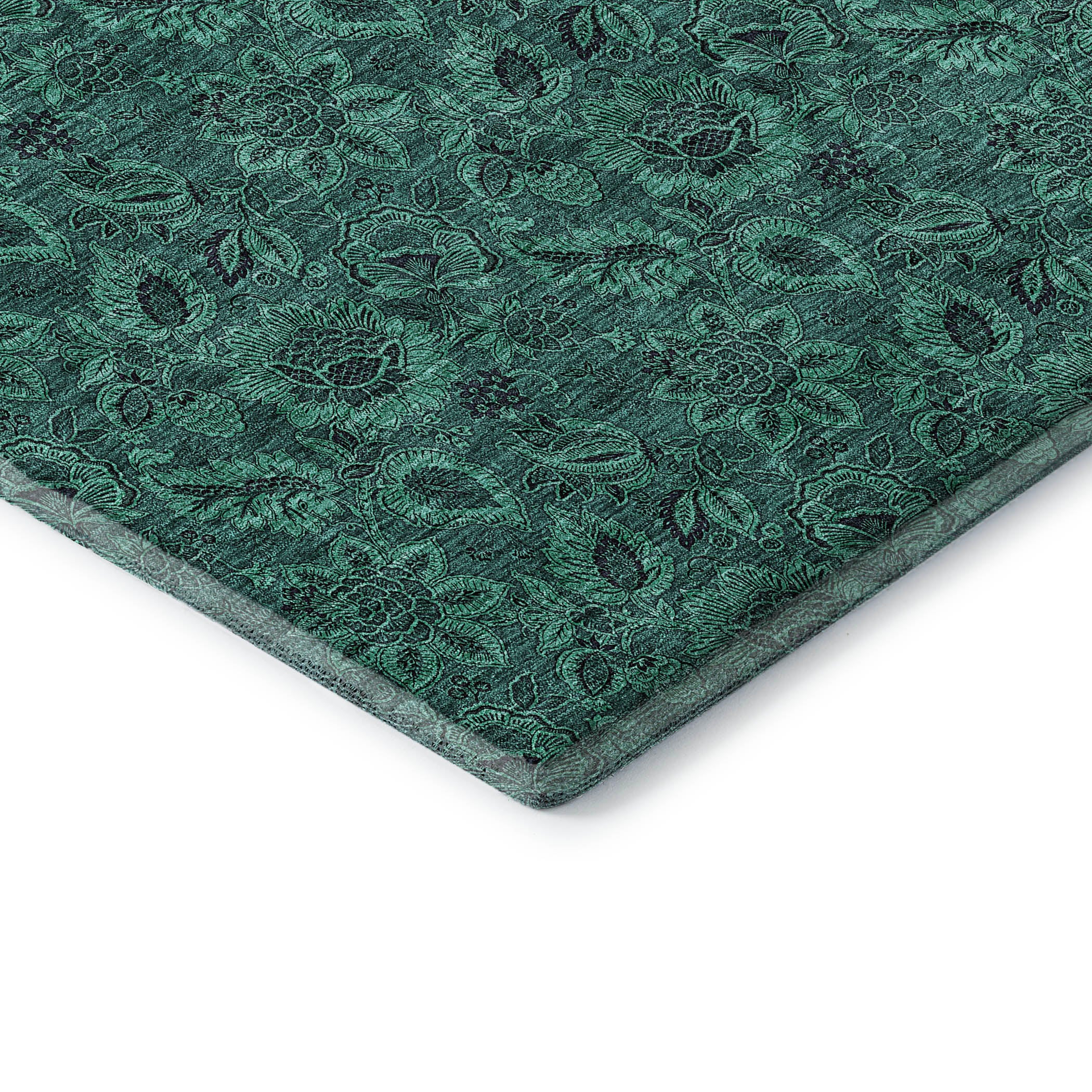 Havana Machine Washable Transitional Teal Rug 1'8" x 2'6" #shape_Rectangle