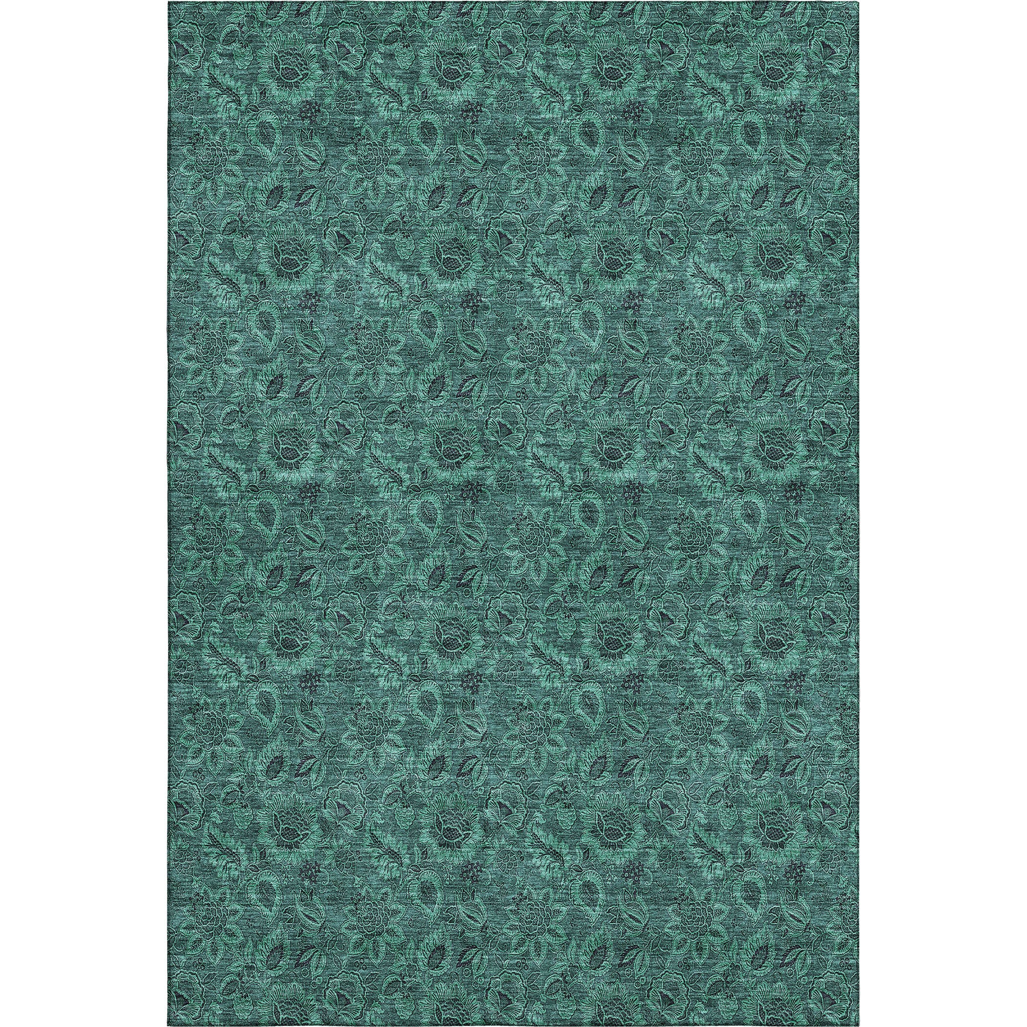 Havana Machine Washable Transitional Teal Rug 2'6" x 3'10" #shape_Rectangle