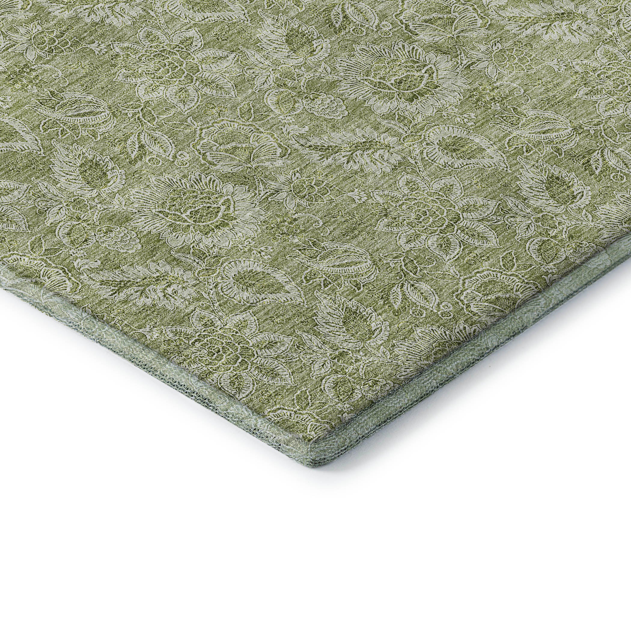 Oslo Machine Washable Transitional Aloe Green Rug 1'8" x 2'6" #shape_Rectangle