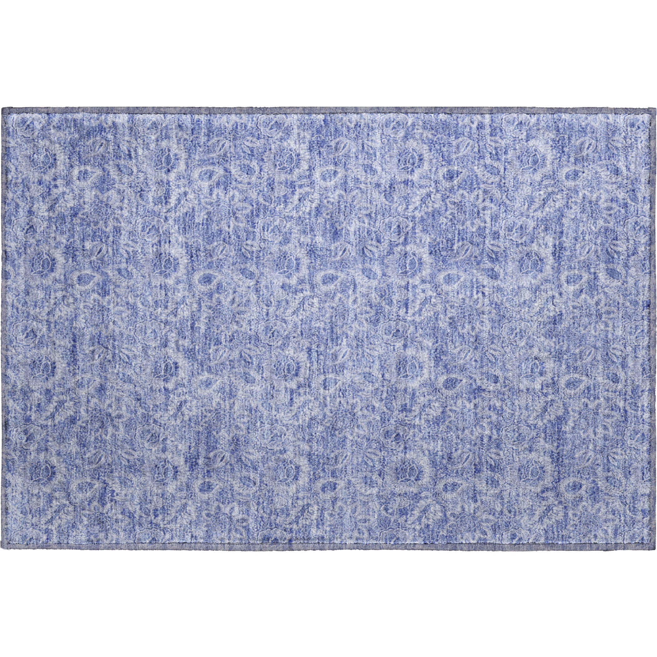 Oslo Machine Washable Transitional Denim Blue Rug 1'8" x 2'6" #shape_Rectangle