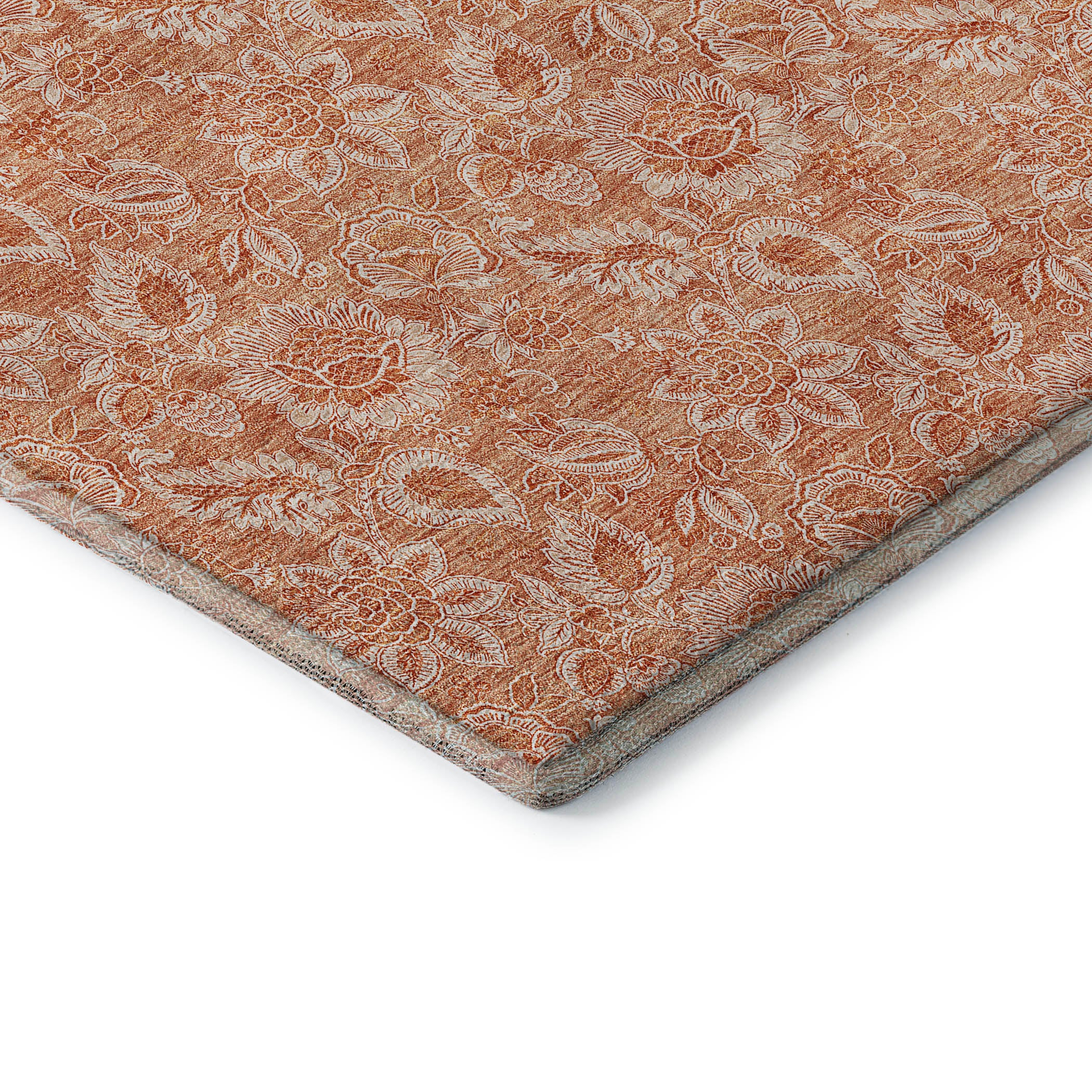 Oslo Machine Washable Transitional Salmon Orange Rug 1'8" x 2'6" #shape_Rectangle