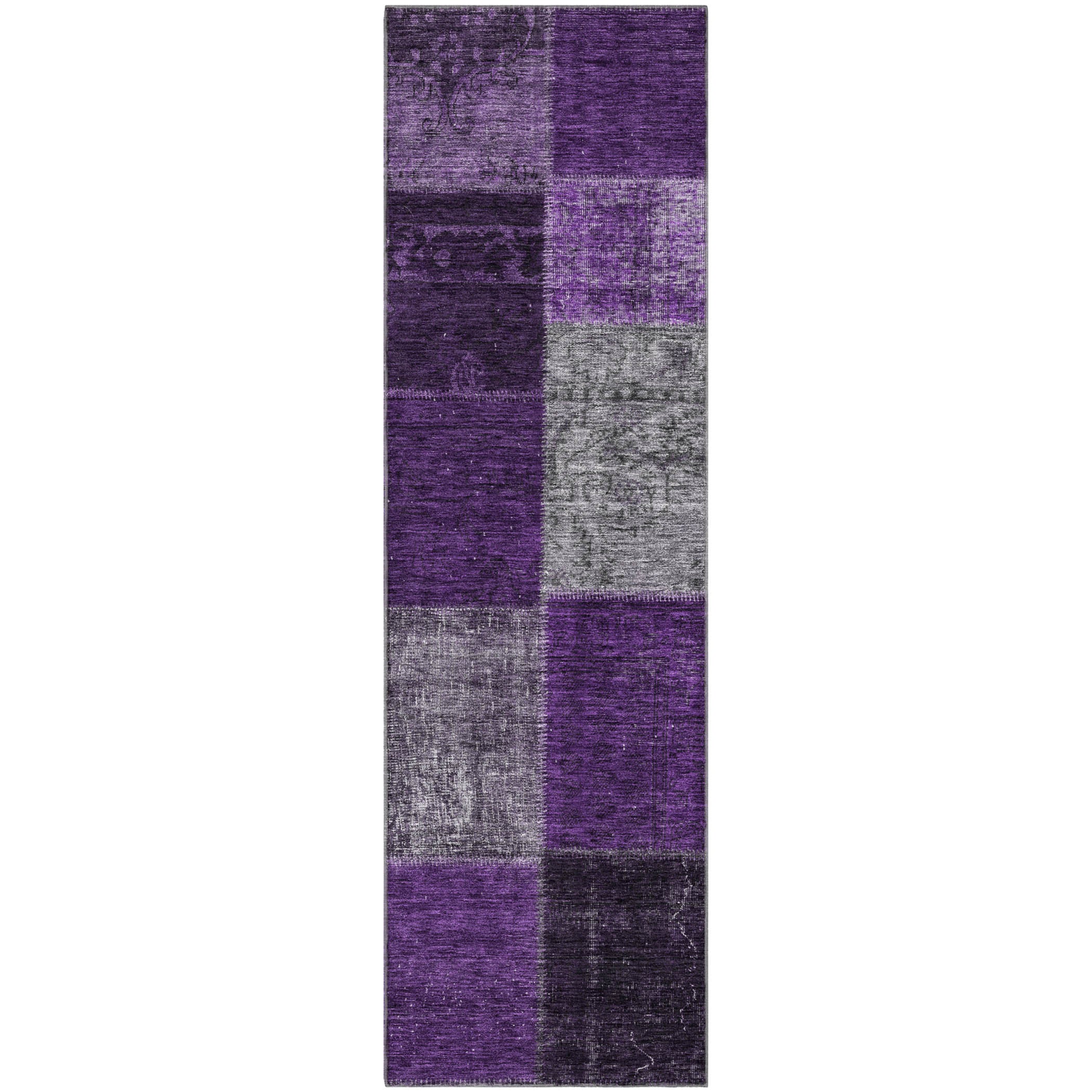 Havana Machine Washable Transitional Eggplant Purple Rug 2'3" x 7'6" #shape_Runner