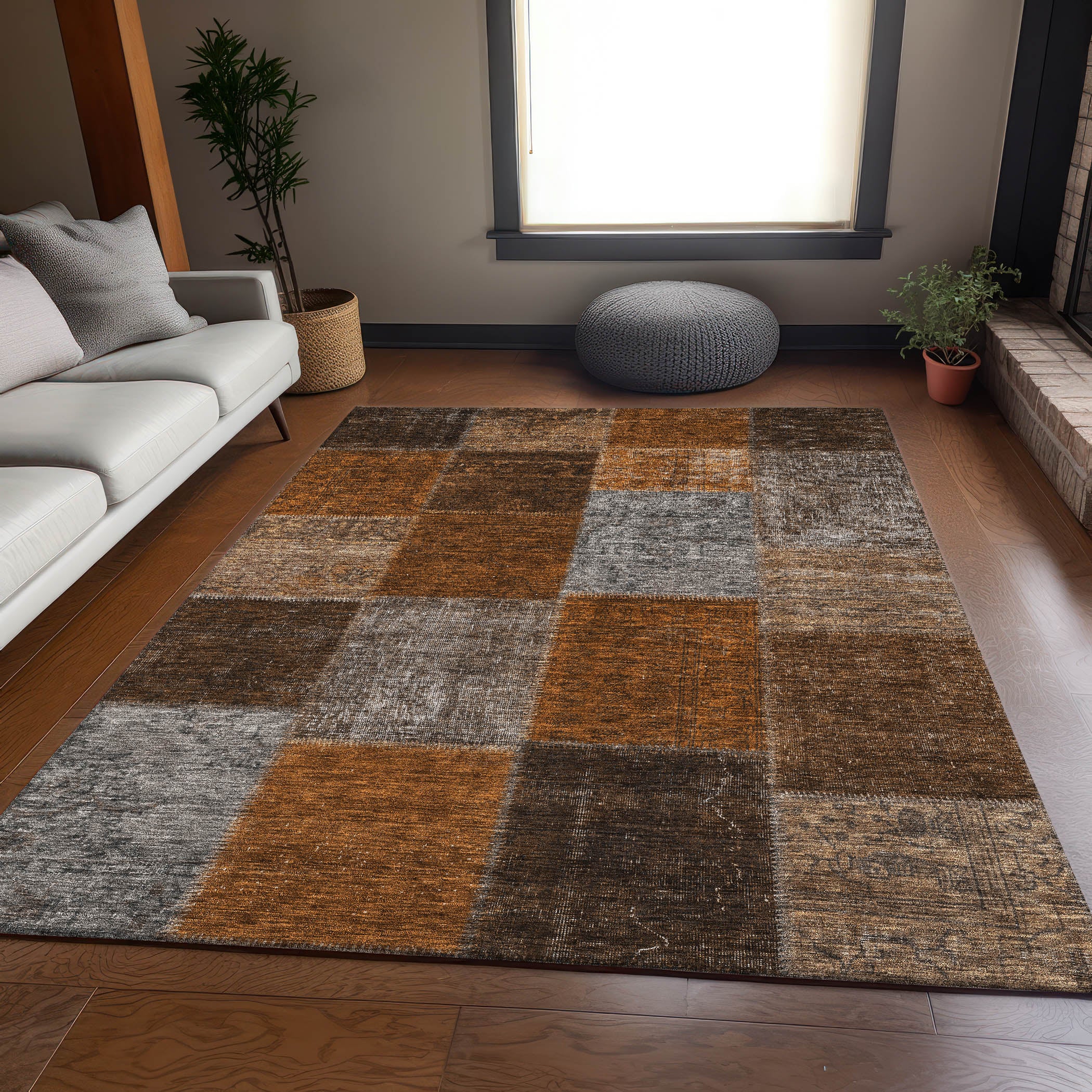 Havana Machine Washable Transitional Paprika Orange Rug 2'6" x 3'10" #shape_Rectangle