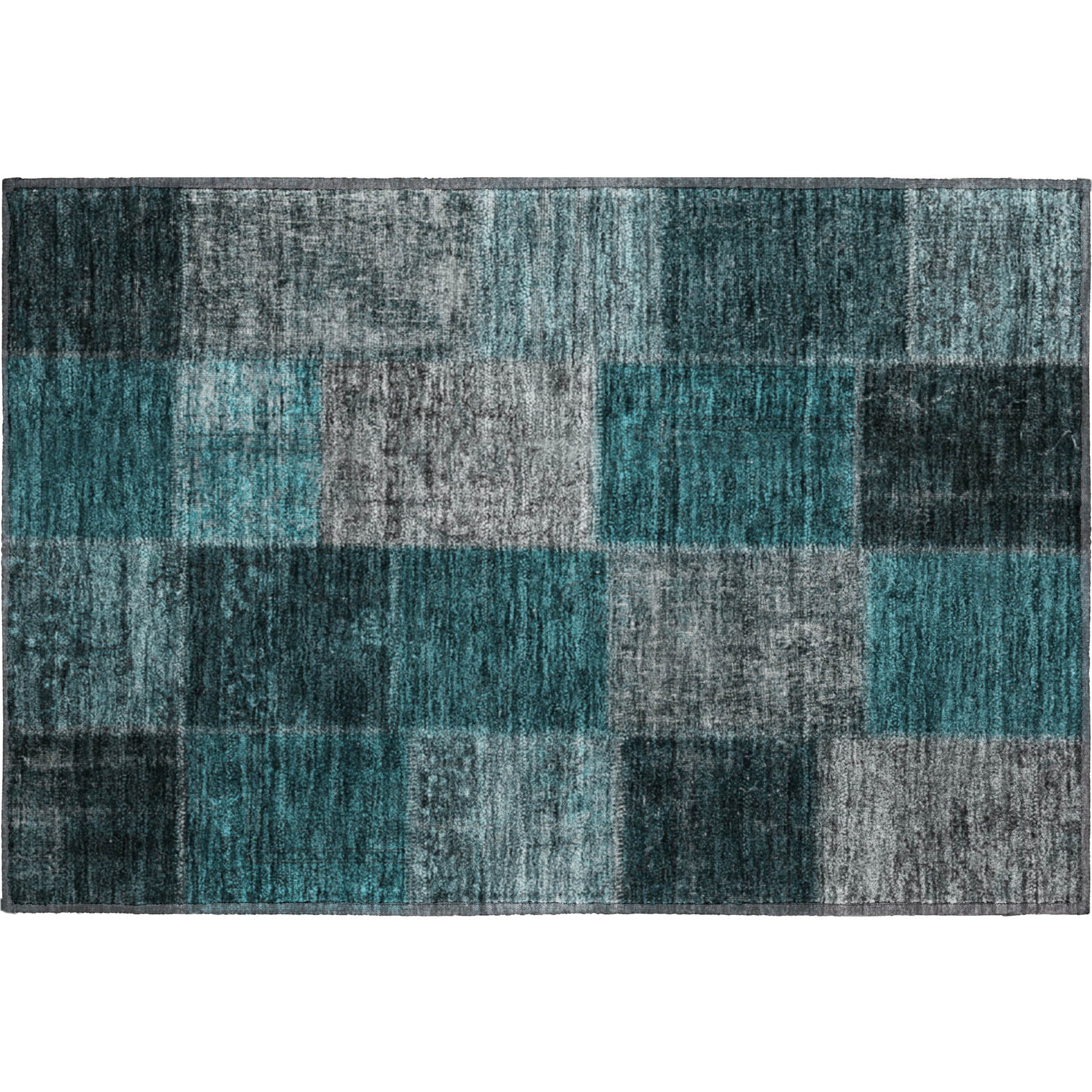 Havana Machine Washable Transitional Teal Rug 1'8" x 2'6" #shape_Rectangle