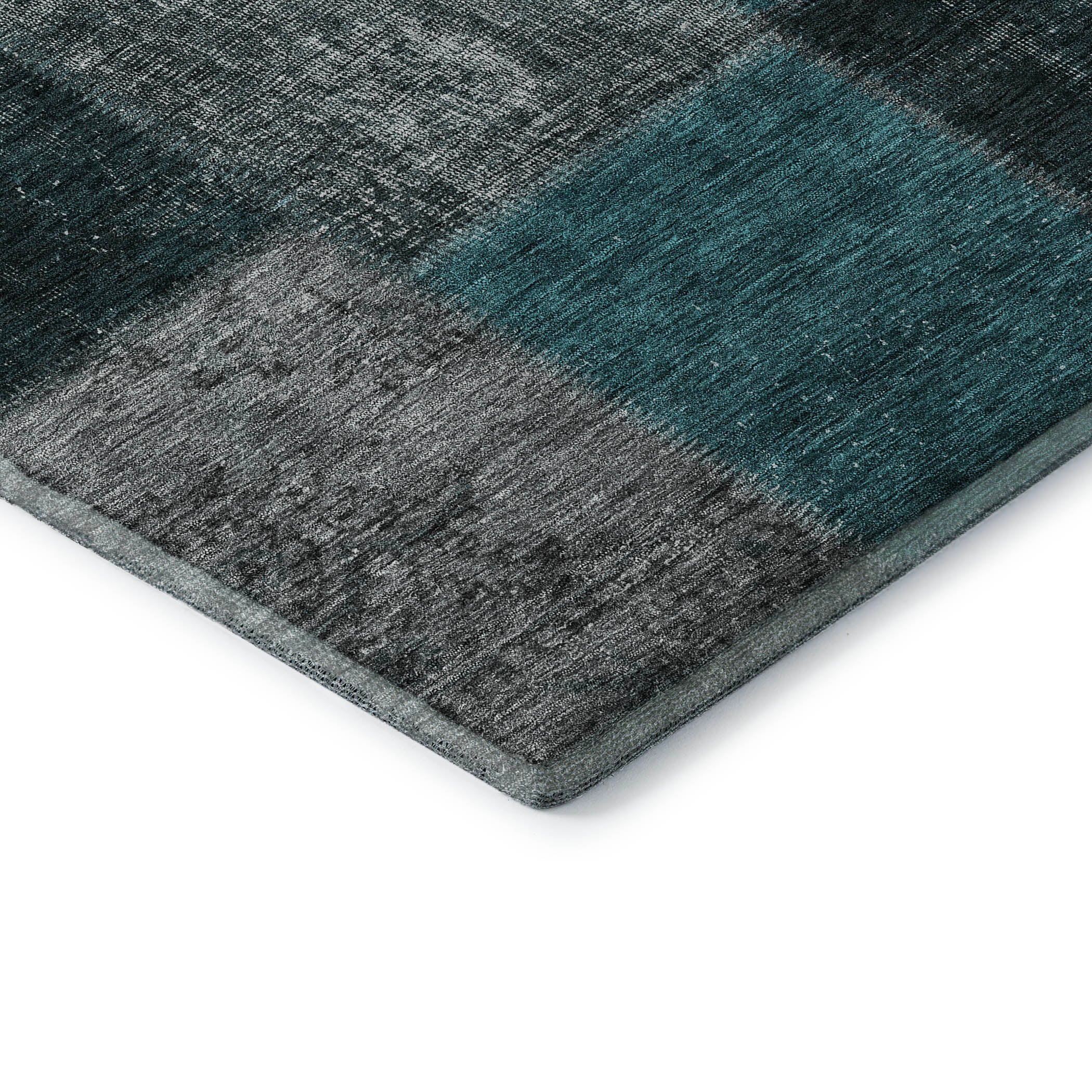 Havana Machine Washable Transitional Teal Rug 1'8" x 2'6" #shape_Rectangle