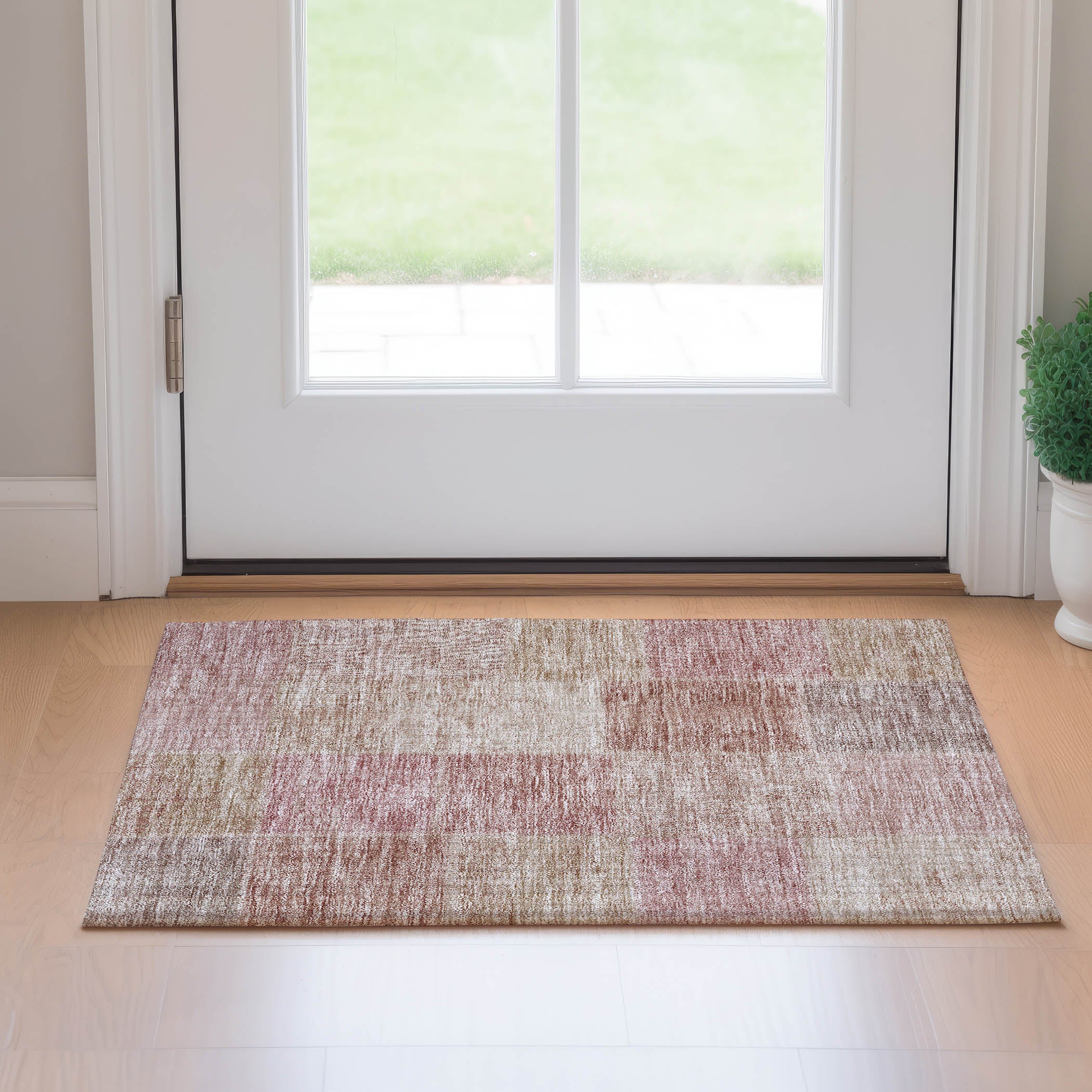 Dublin Machine Washable Transitional Blush Pink Rug 1'8" x 2'6" #shape_Rectangle
