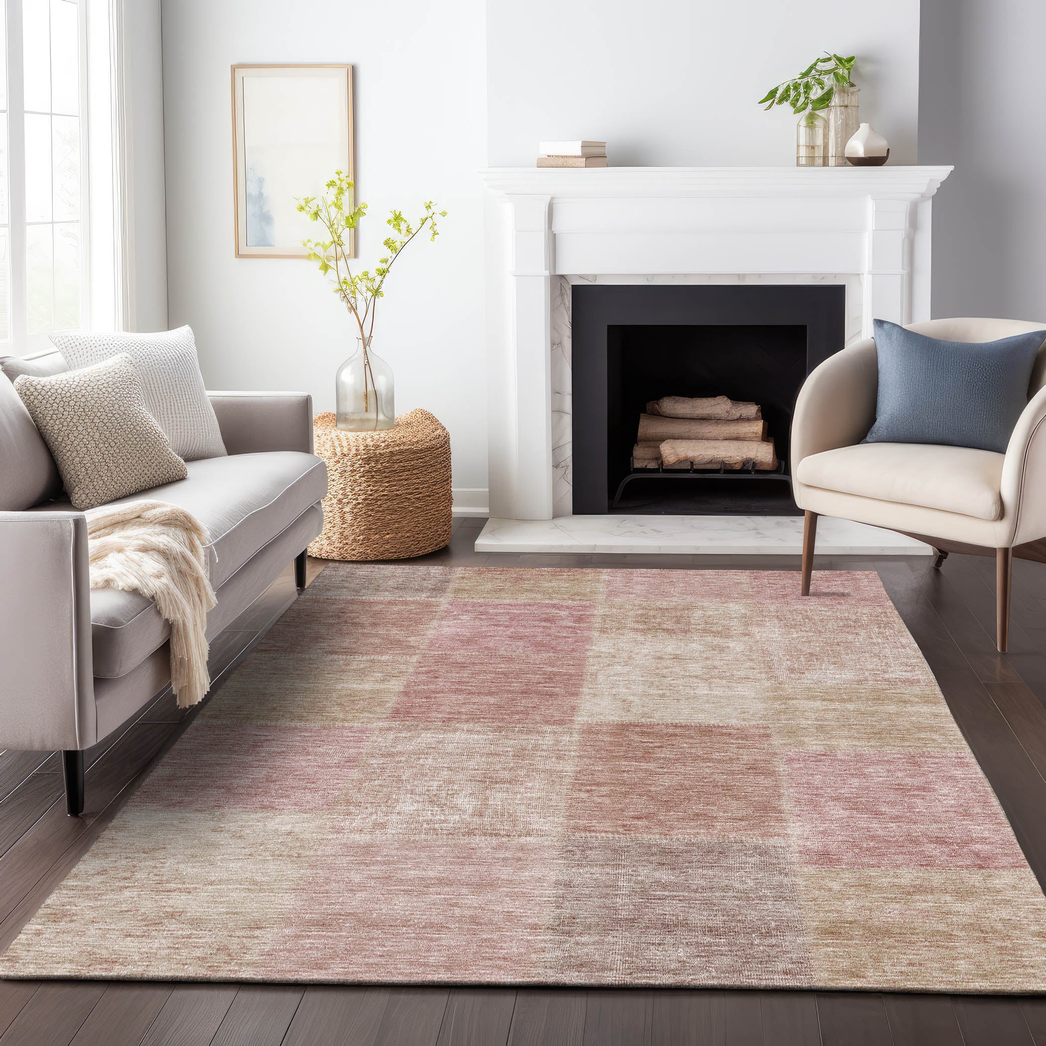 Dublin Machine Washable Transitional Blush Pink Rug 2'6" x 3'10" #shape_Rectangle