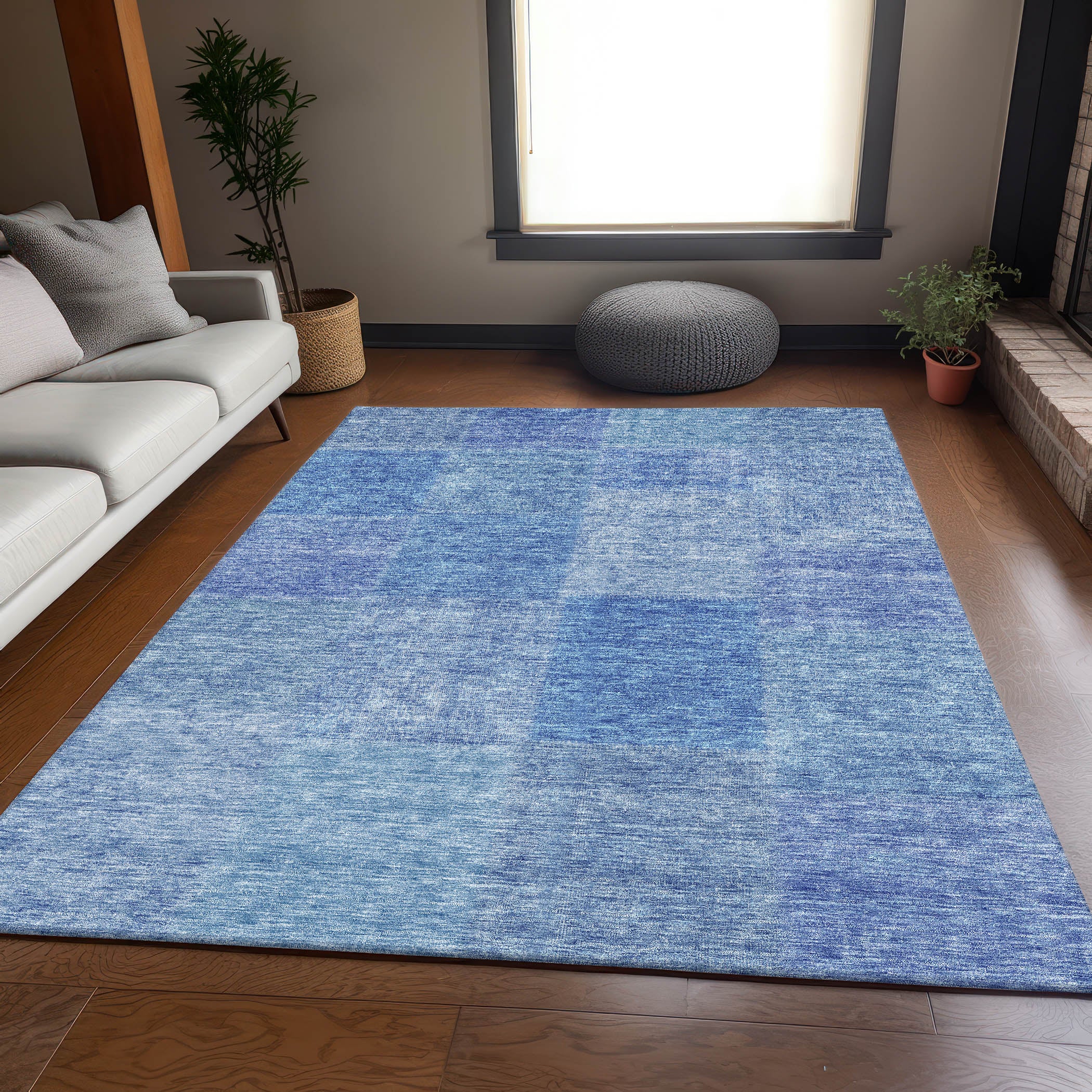 Dublin Machine Washable Transitional Denim Blue Rug 2'6" x 3'10" #shape_Rectangle