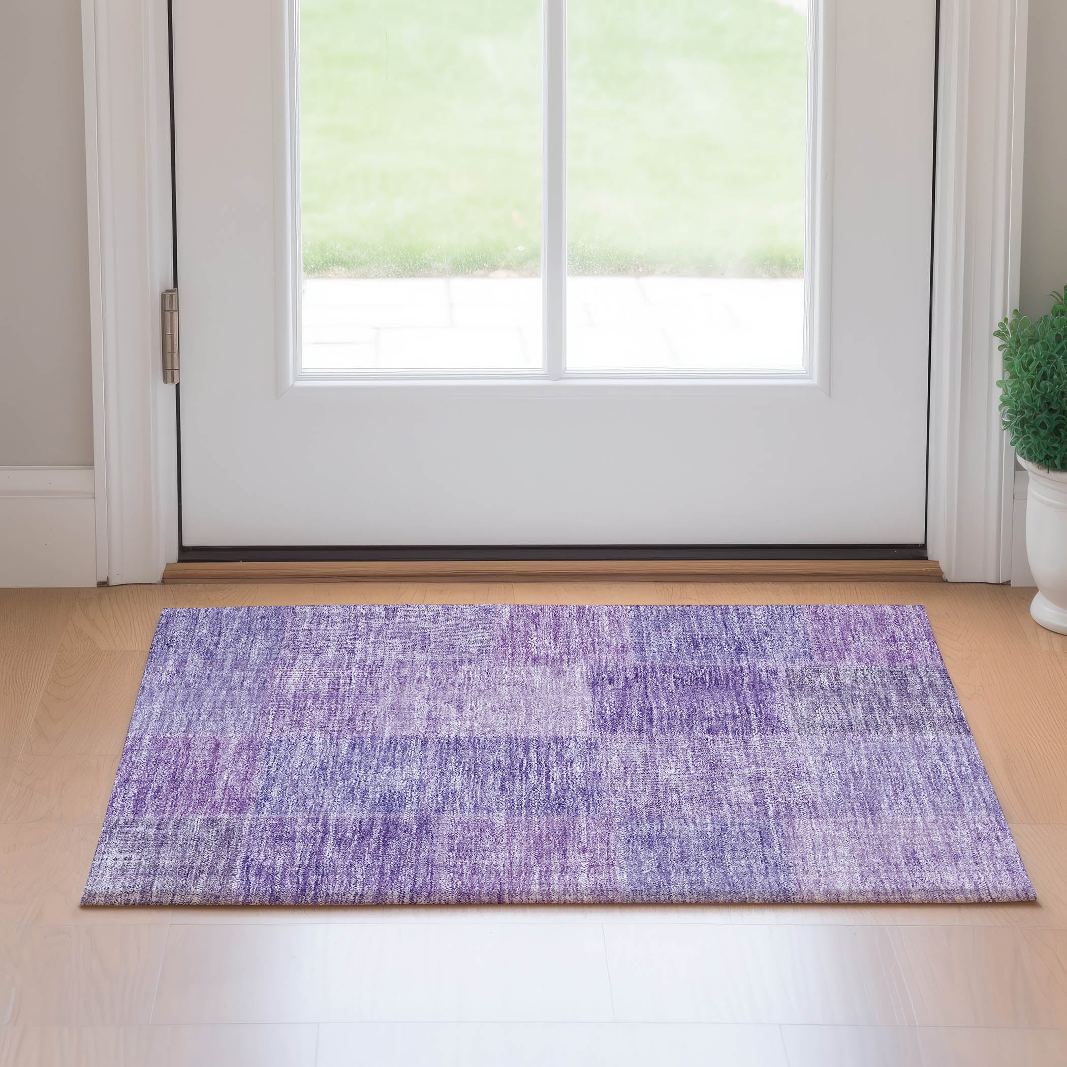 Dublin Machine Washable Transitional Lavender Purple Rug 1'8" x 2'6" #shape_Rectangle
