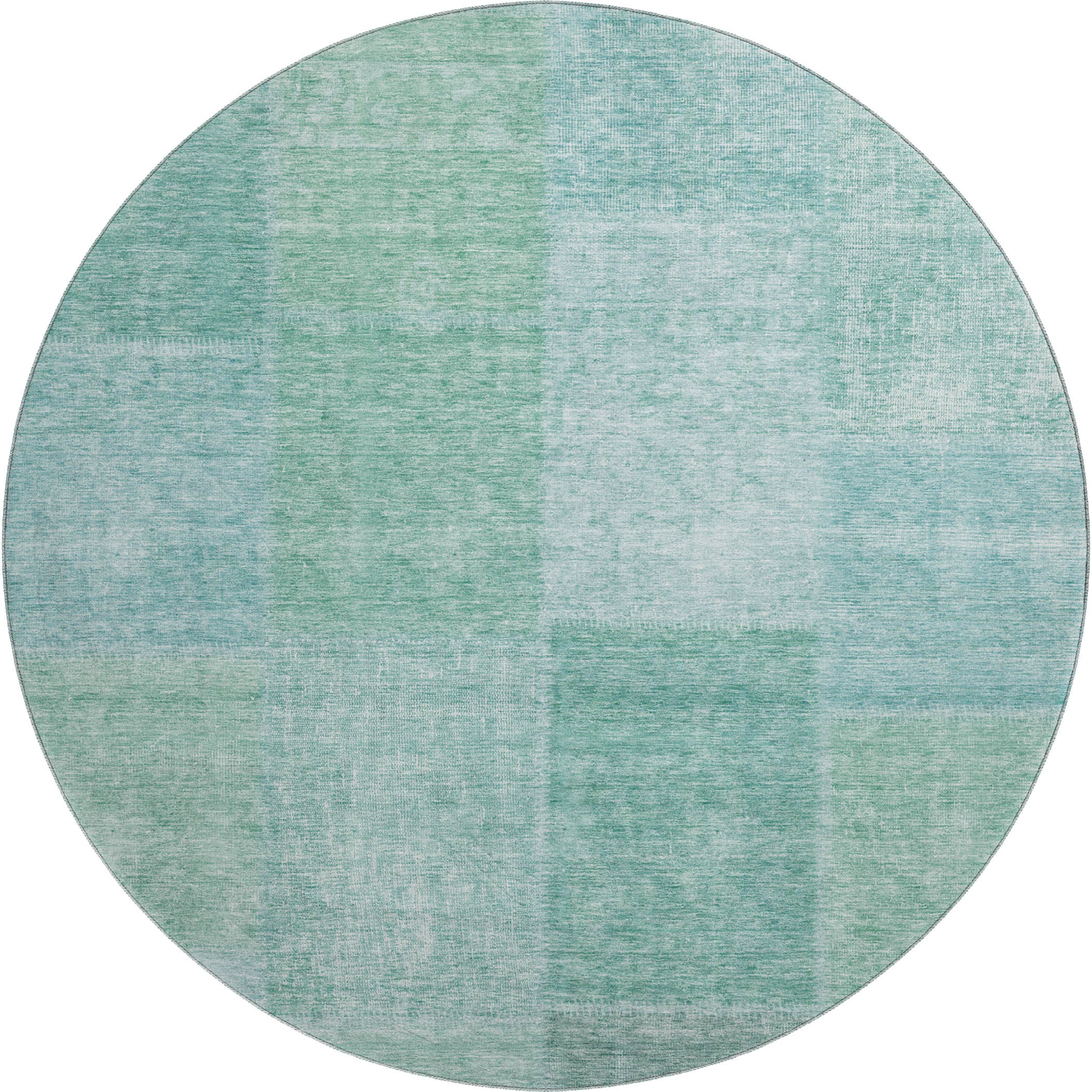 Dublin Machine Washable Transitional Teal Rug 8' x 8' #shape_Round