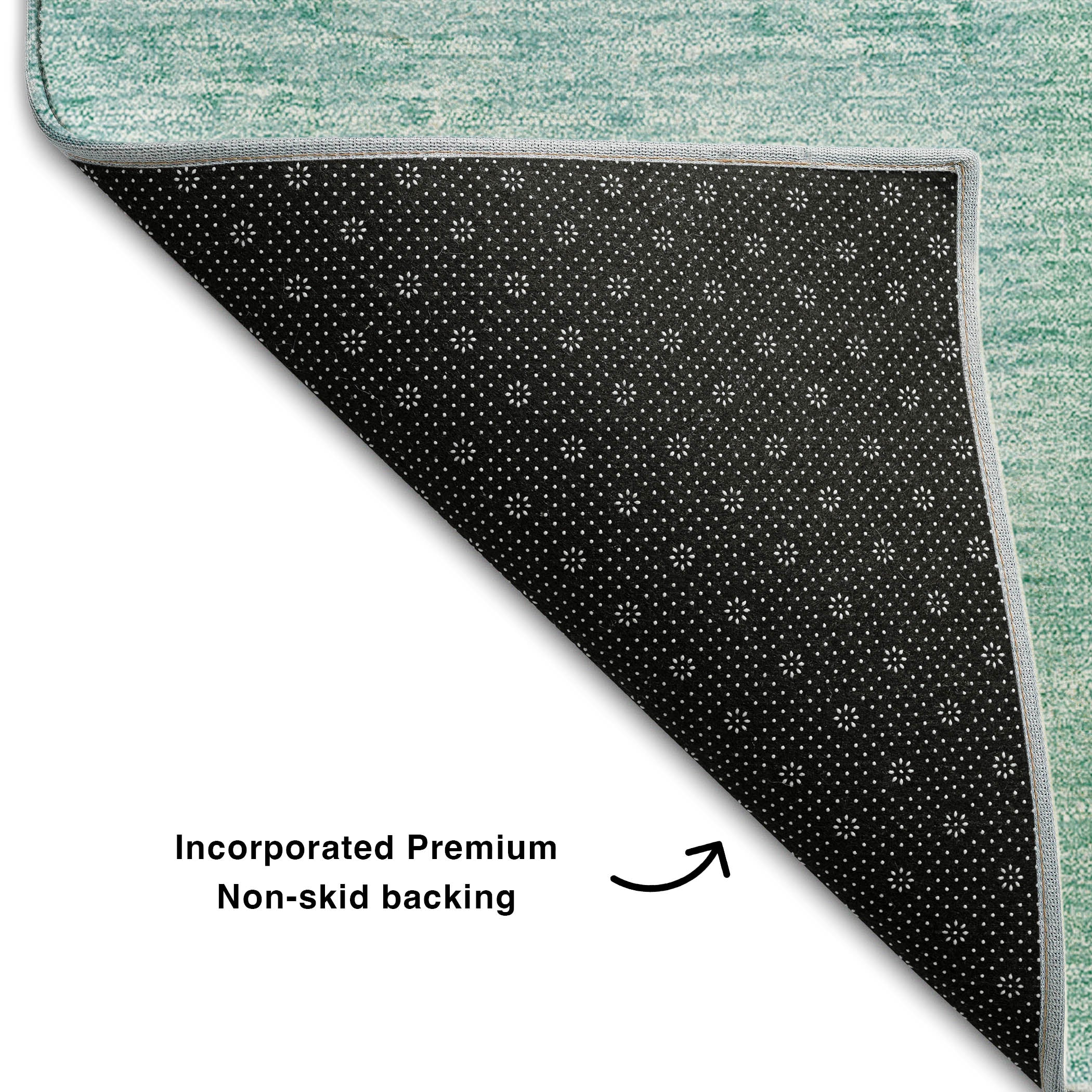 Dublin Machine Washable Transitional Teal Rug 1'8" x 2'6" #shape_Rectangle