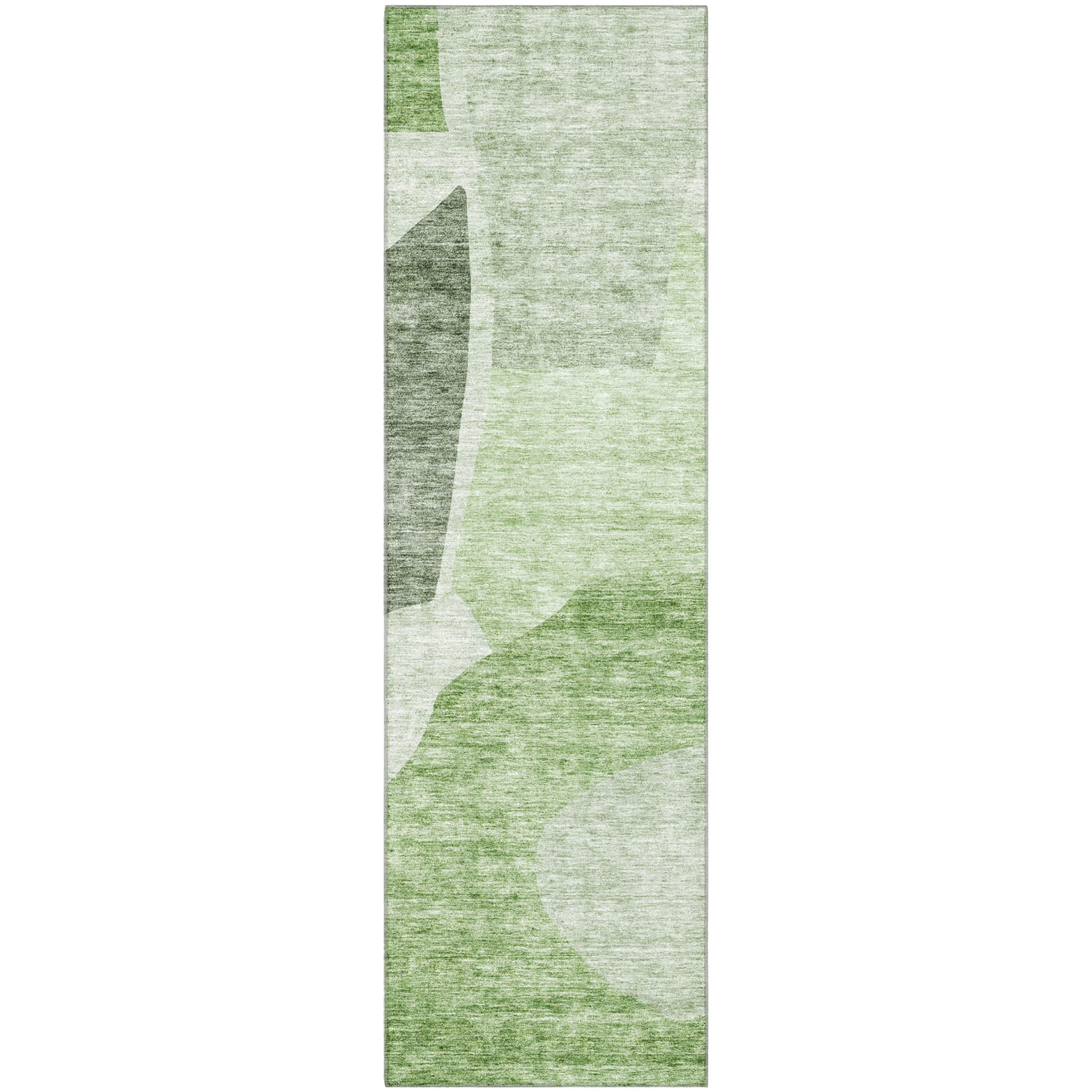 Montevideo Machine Washable Transitional Aloe Green Rug 2'3" x 7'6" #shape_Runner