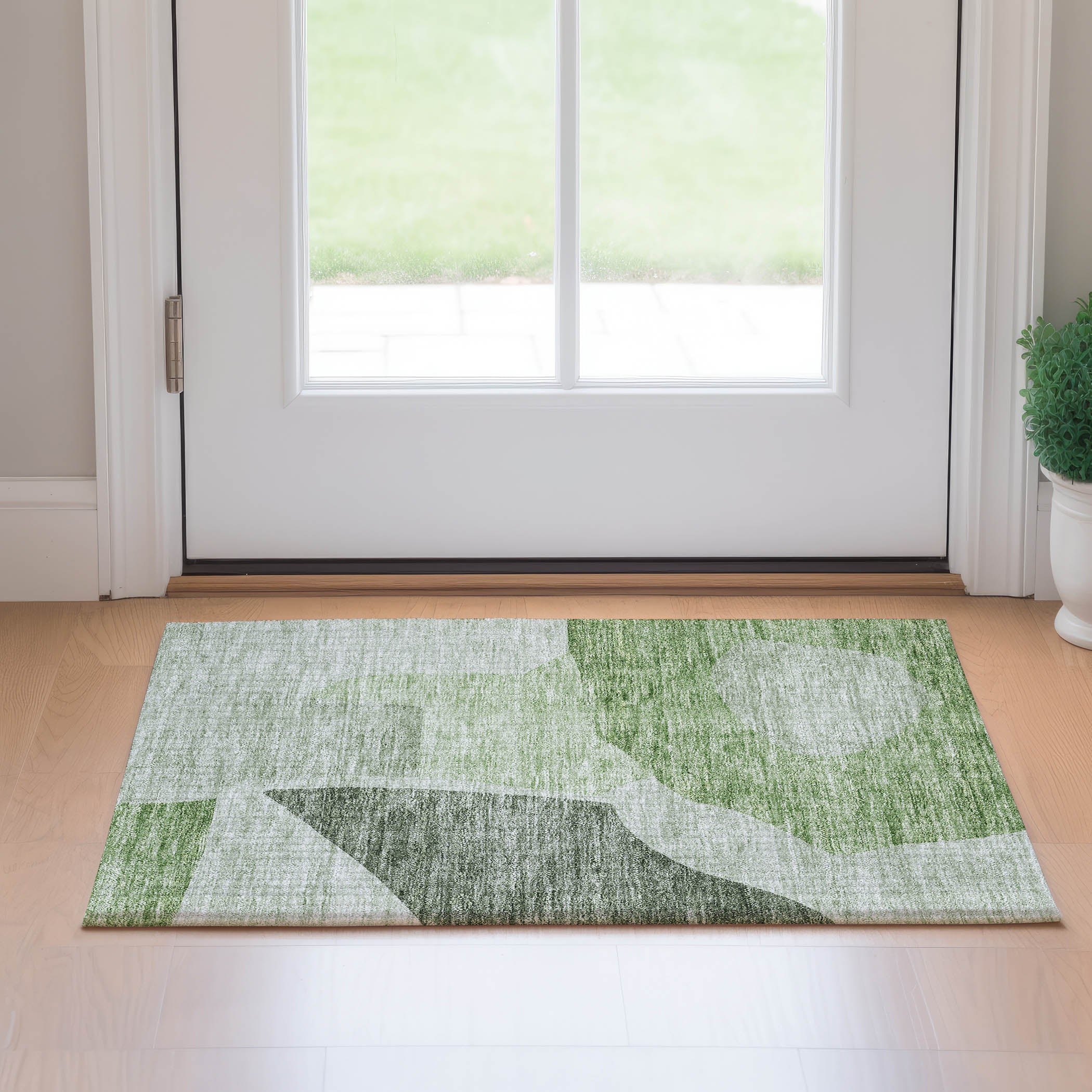 Montevideo Machine Washable Transitional Aloe Green Rug 1'8" x 2'6" #shape_Rectangle