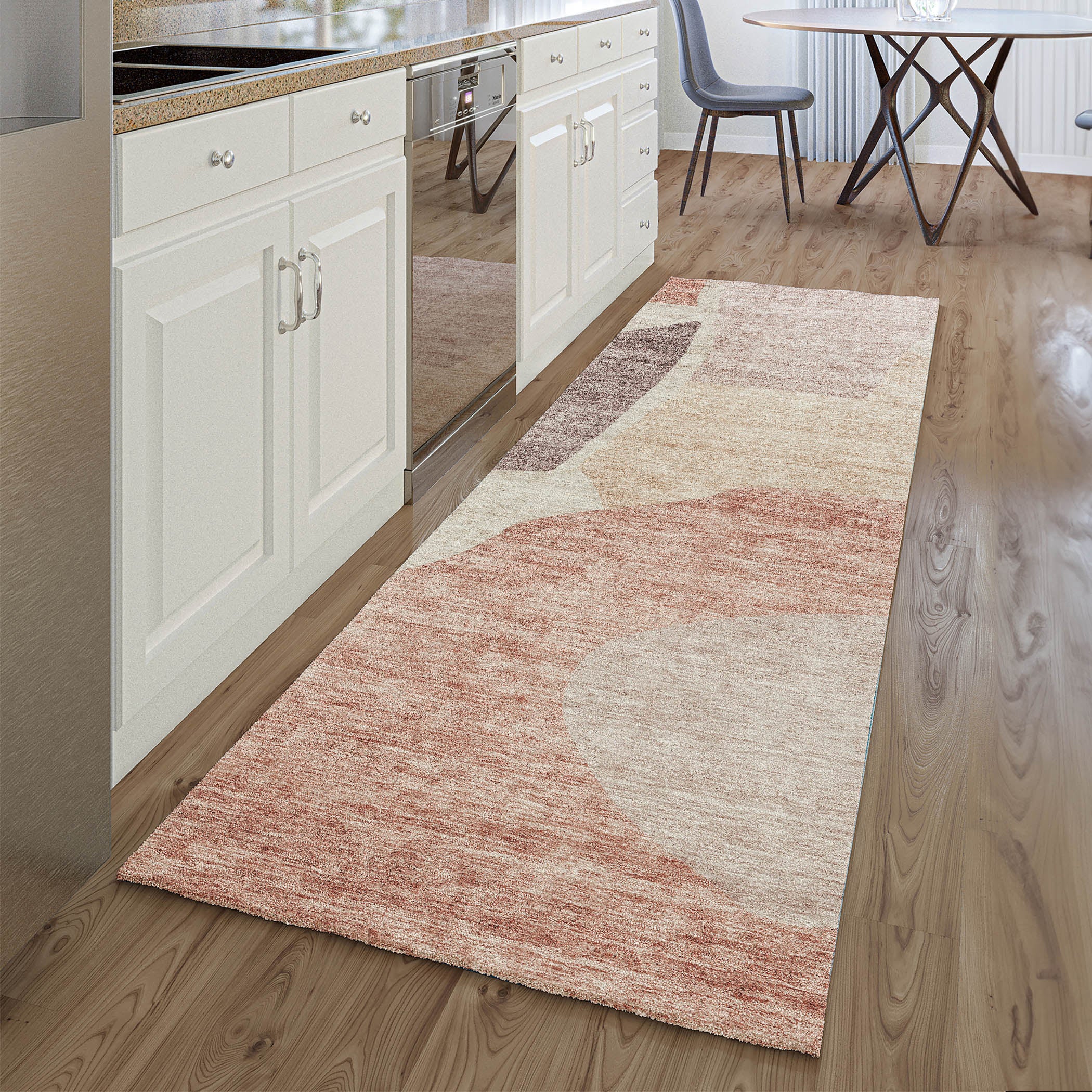 Montevideo Machine Washable Transitional Blush Pink Rug 2'3" x 7'6" #shape_Runner