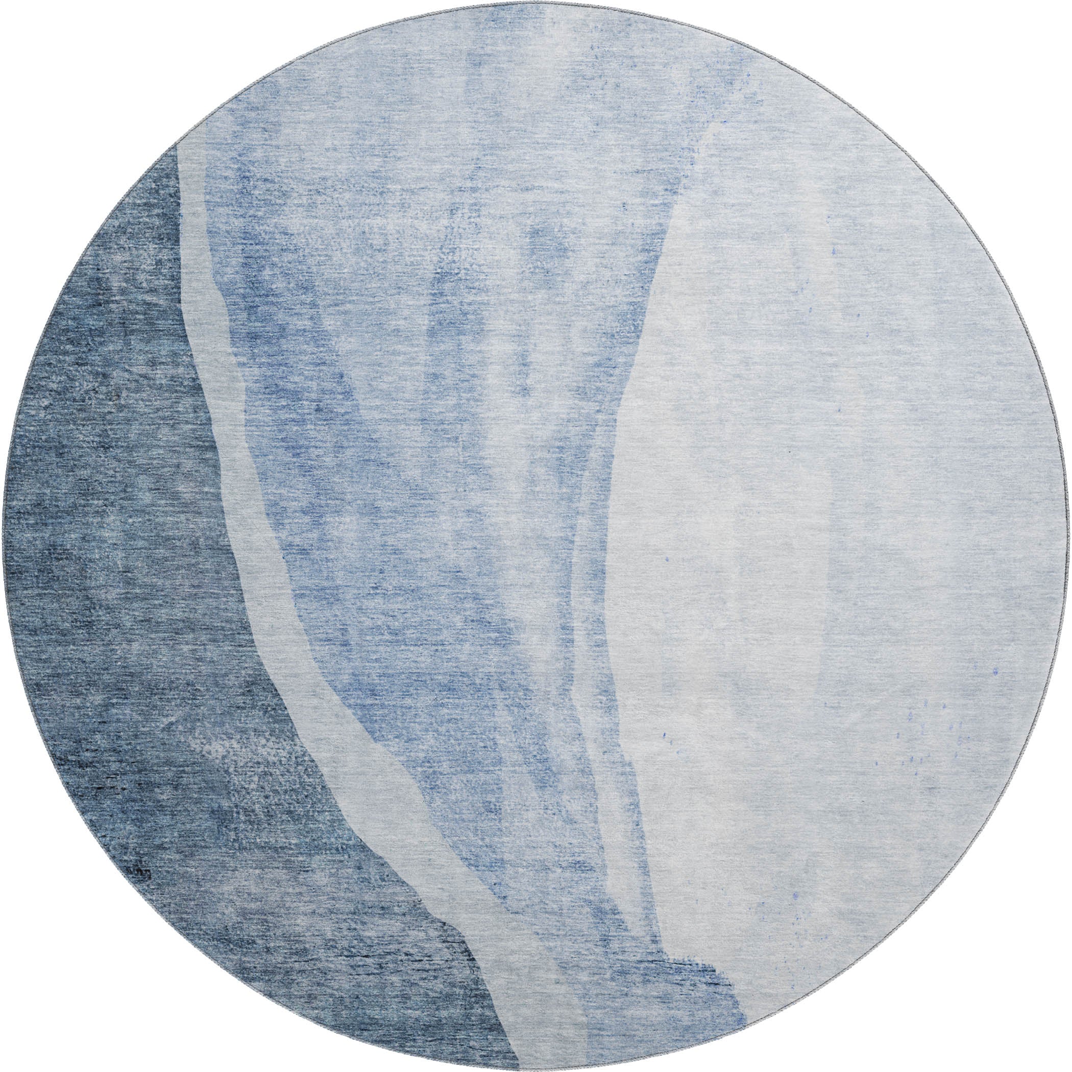 Seville Machine Washable Transitional Blue Rug 8' x 8' #shape_Round