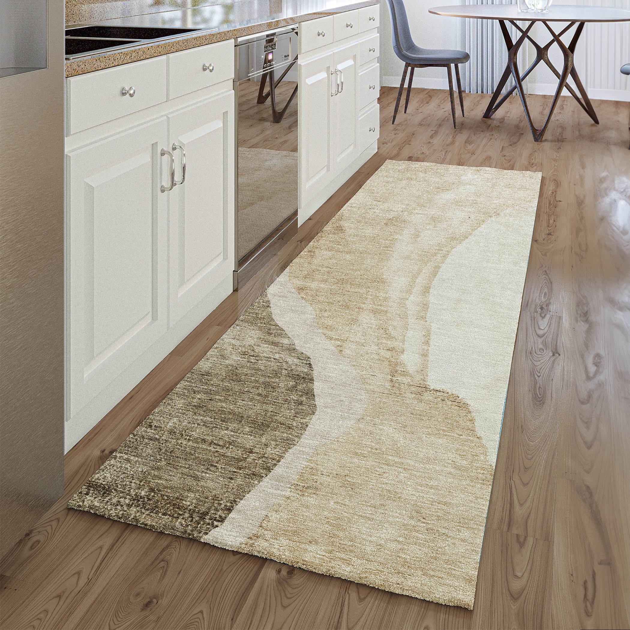 Seville Machine Washable Transitional Brown Rug 2'3" x 7'6" #shape_Runner