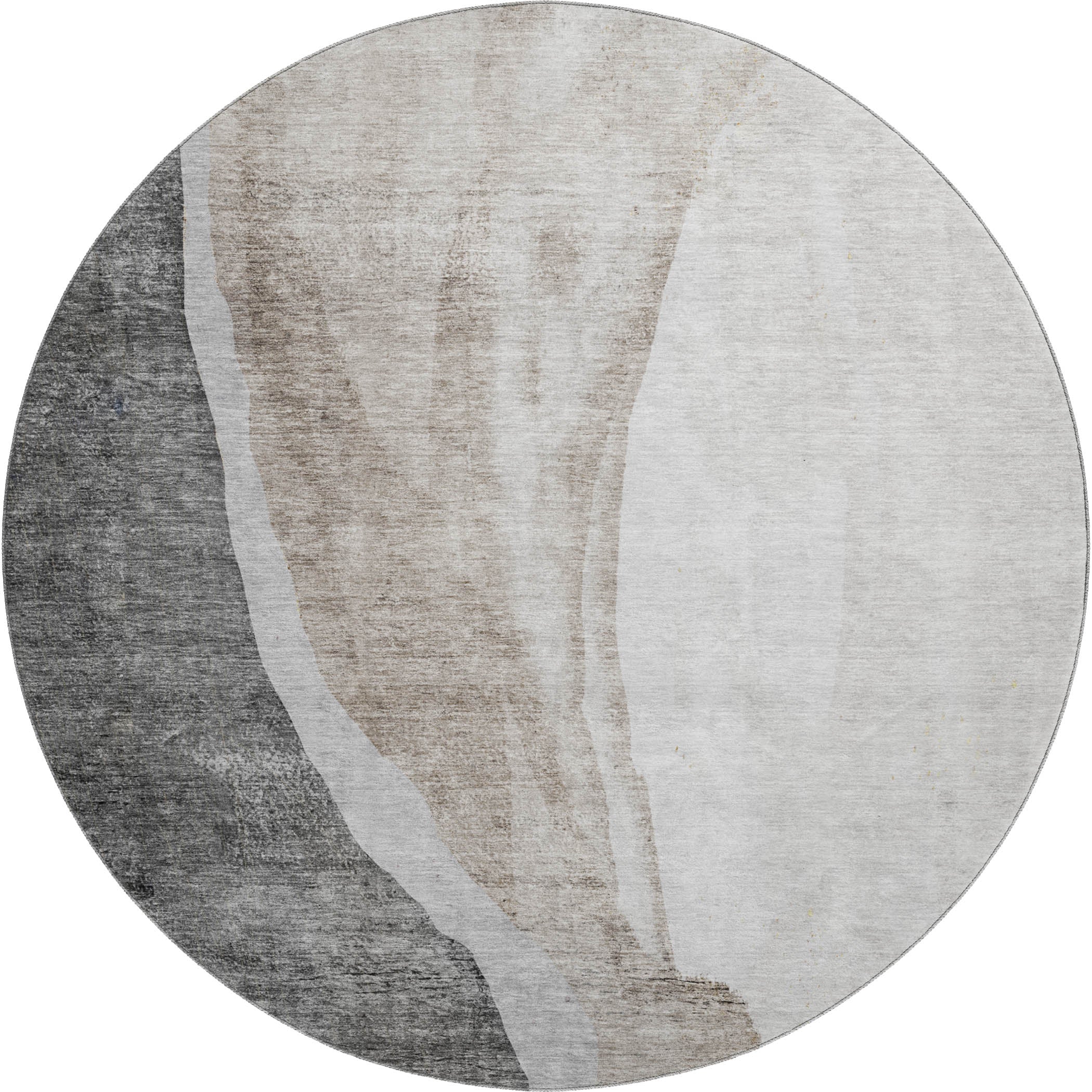 Seville Machine Washable Transitional Charcoal Gray Rug 8' x 8' #shape_Round