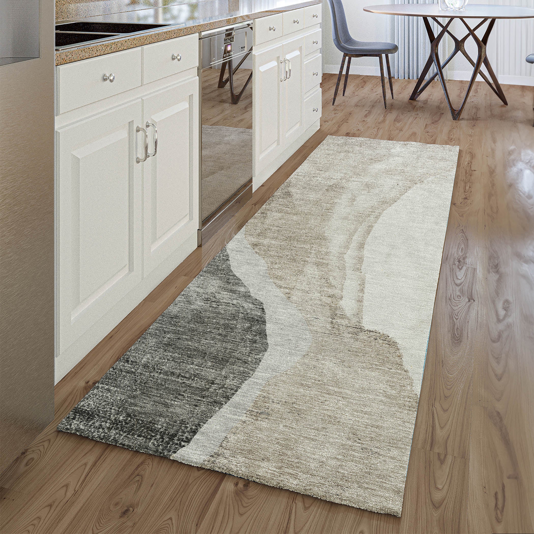 Seville Machine Washable Transitional Charcoal Gray Rug 2'3" x 7'6" #shape_Runner