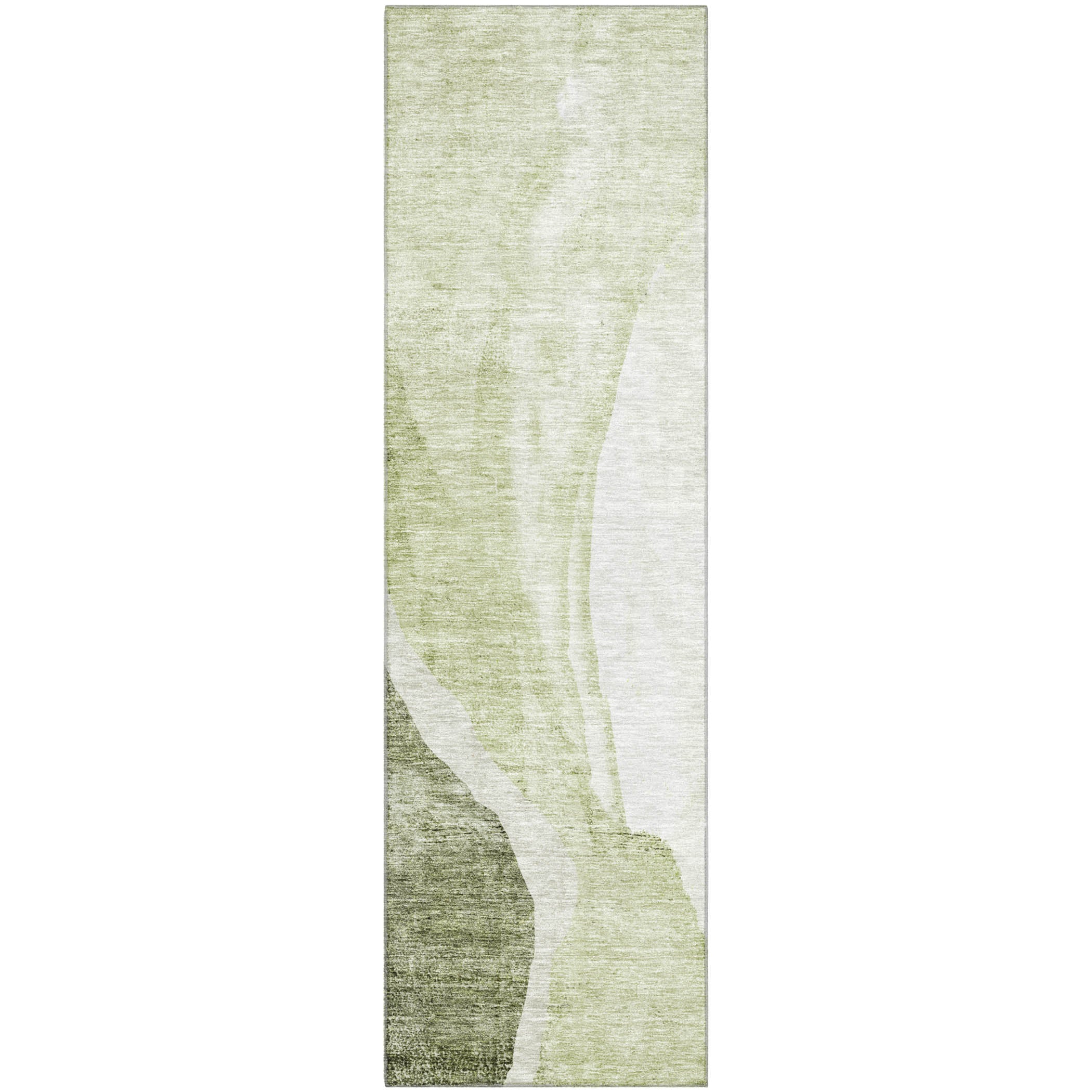 Seville Machine Washable Transitional Olive Green Rug 2'3" x 7'6" #shape_Runner
