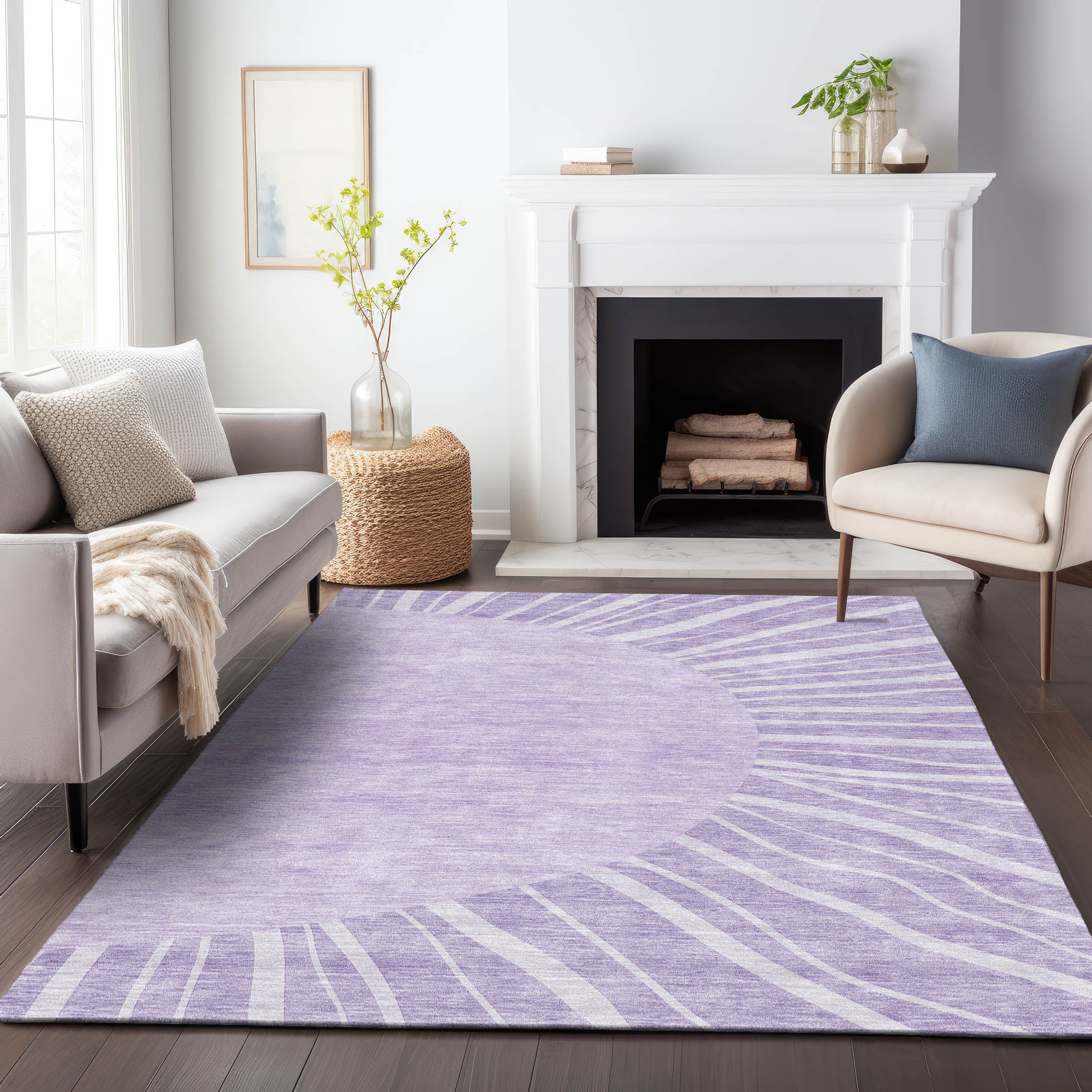 Ghent Machine Washable Transitional Lavender Purple Rug 2'6" x 3'10" #shape_Rectangle