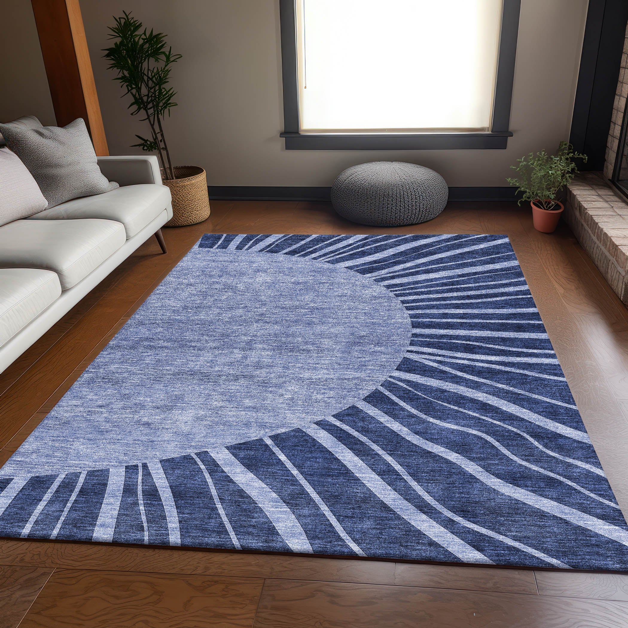 Ghent Machine Washable Transitional Navy Blue Rug 2'6" x 3'10" #shape_Rectangle