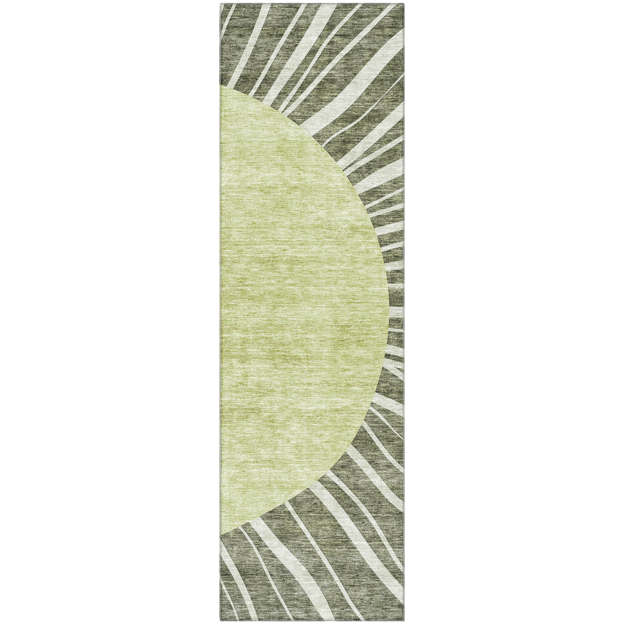 Ghent Machine Washable Transitional Olive Green Rug 2'3" x 7'6" #shape_Runner