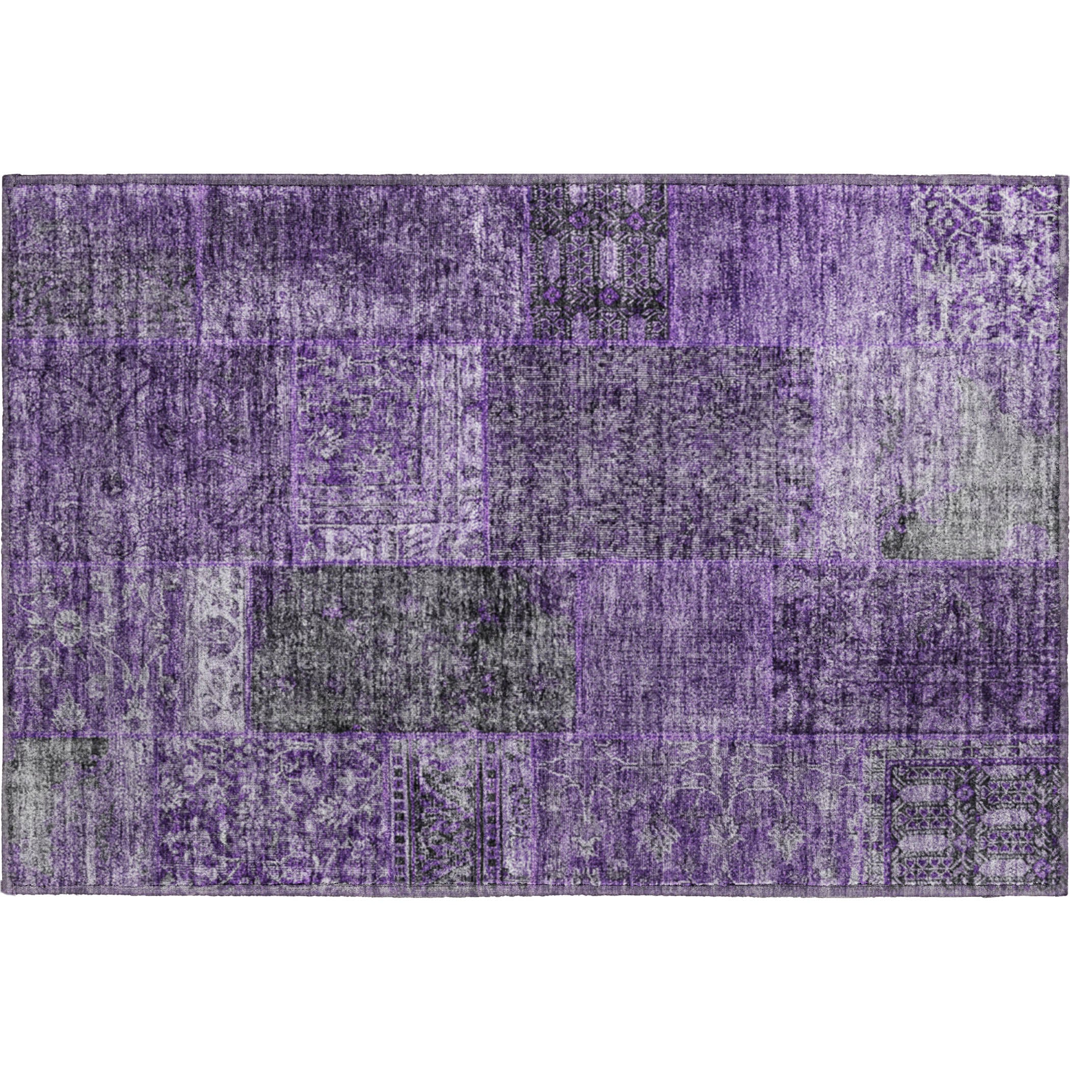 Sintra Machine Washable Transitional Eggplant Purple Rug 1'8" x 2'6" #shape_Rectangle