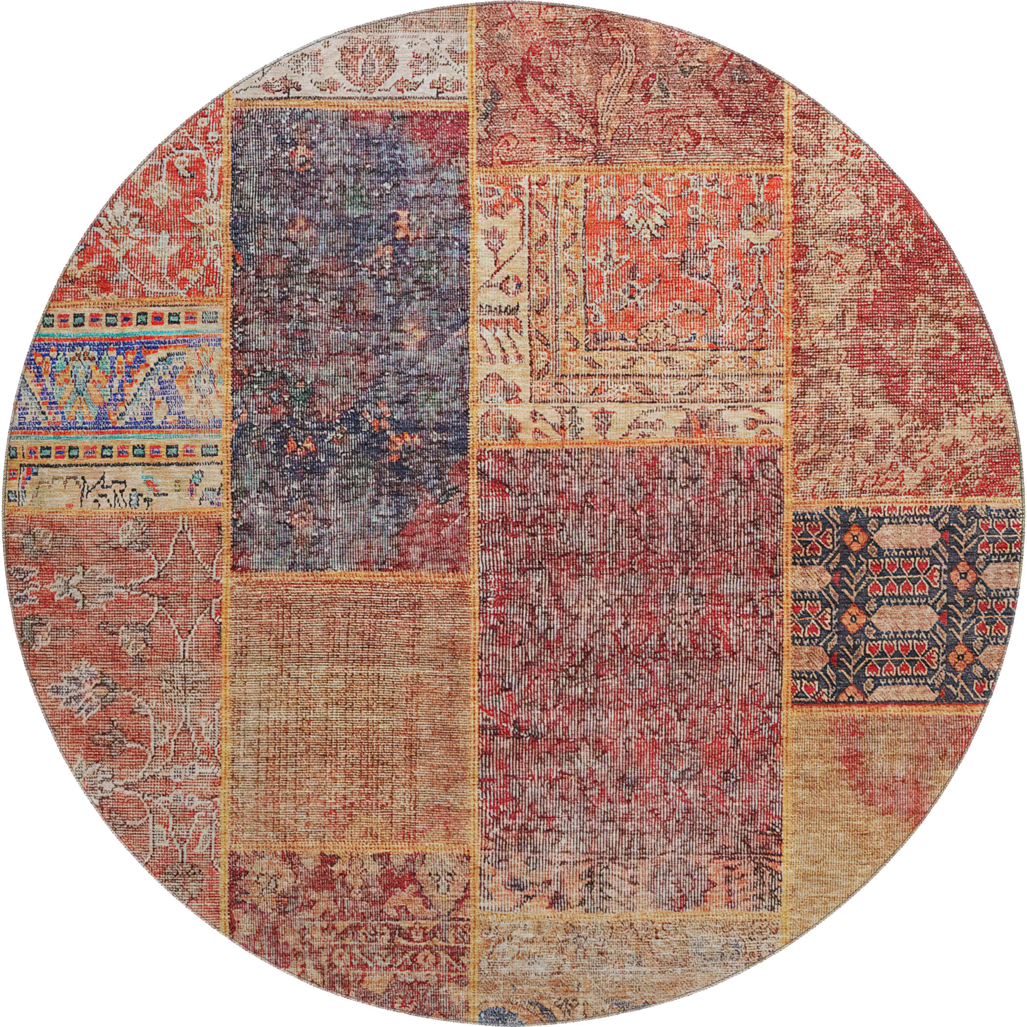 Sintra Machine Washable Transitional Red Rug 8' x 8' #shape_Round