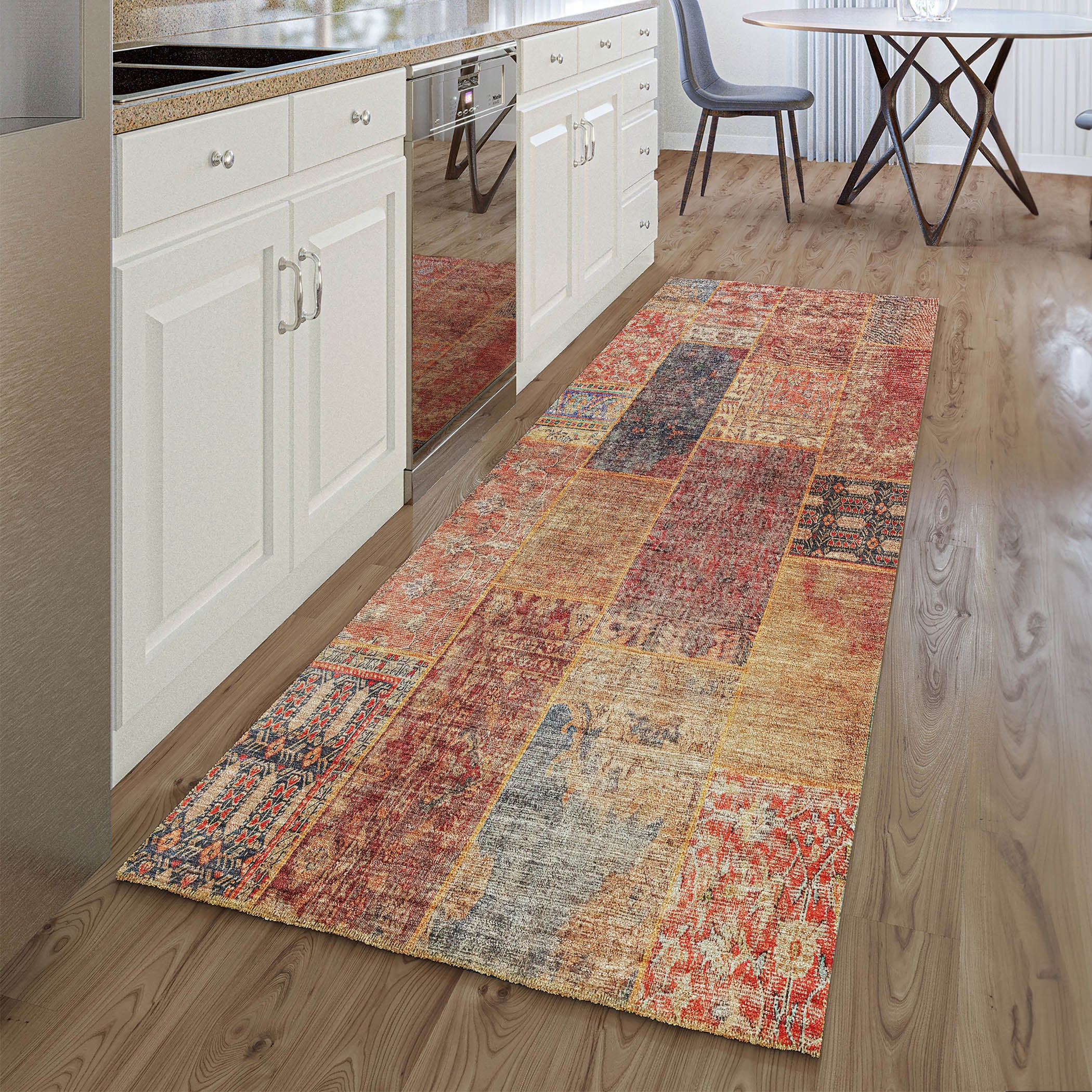 Sintra Machine Washable Transitional Red Rug 2'3" x 7'6" #shape_Runner