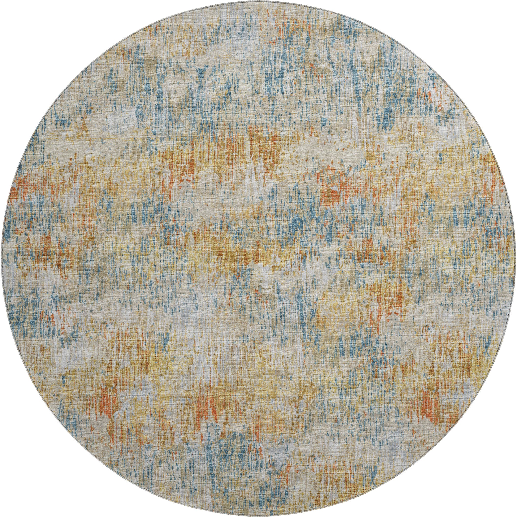 Bruges Machine Washable Transitional Gilded Multi Rug 8' x 8' #shape_Round