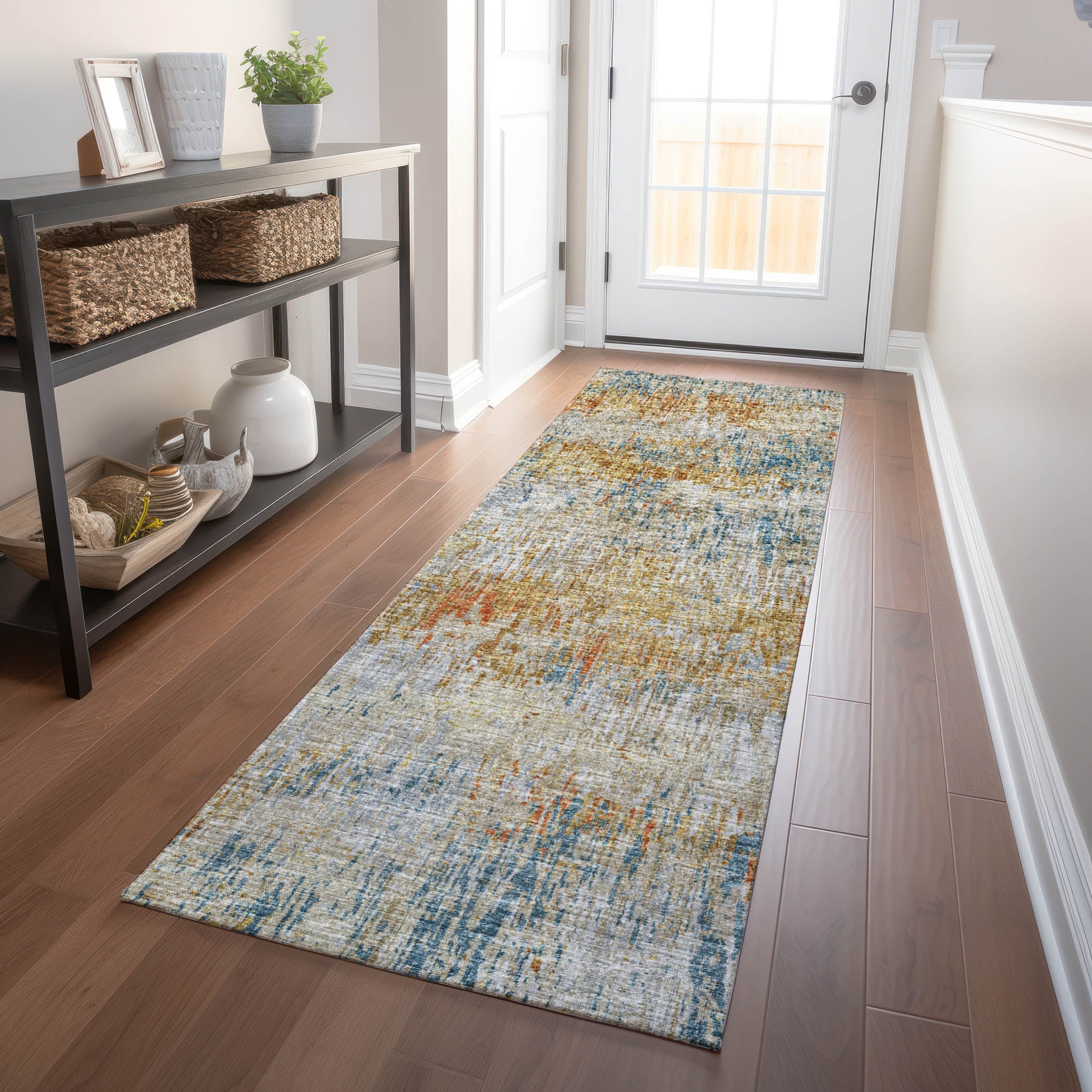 Bruges Machine Washable Transitional Gilded Multi Rug 2'3" x 7'6" #shape_Runner