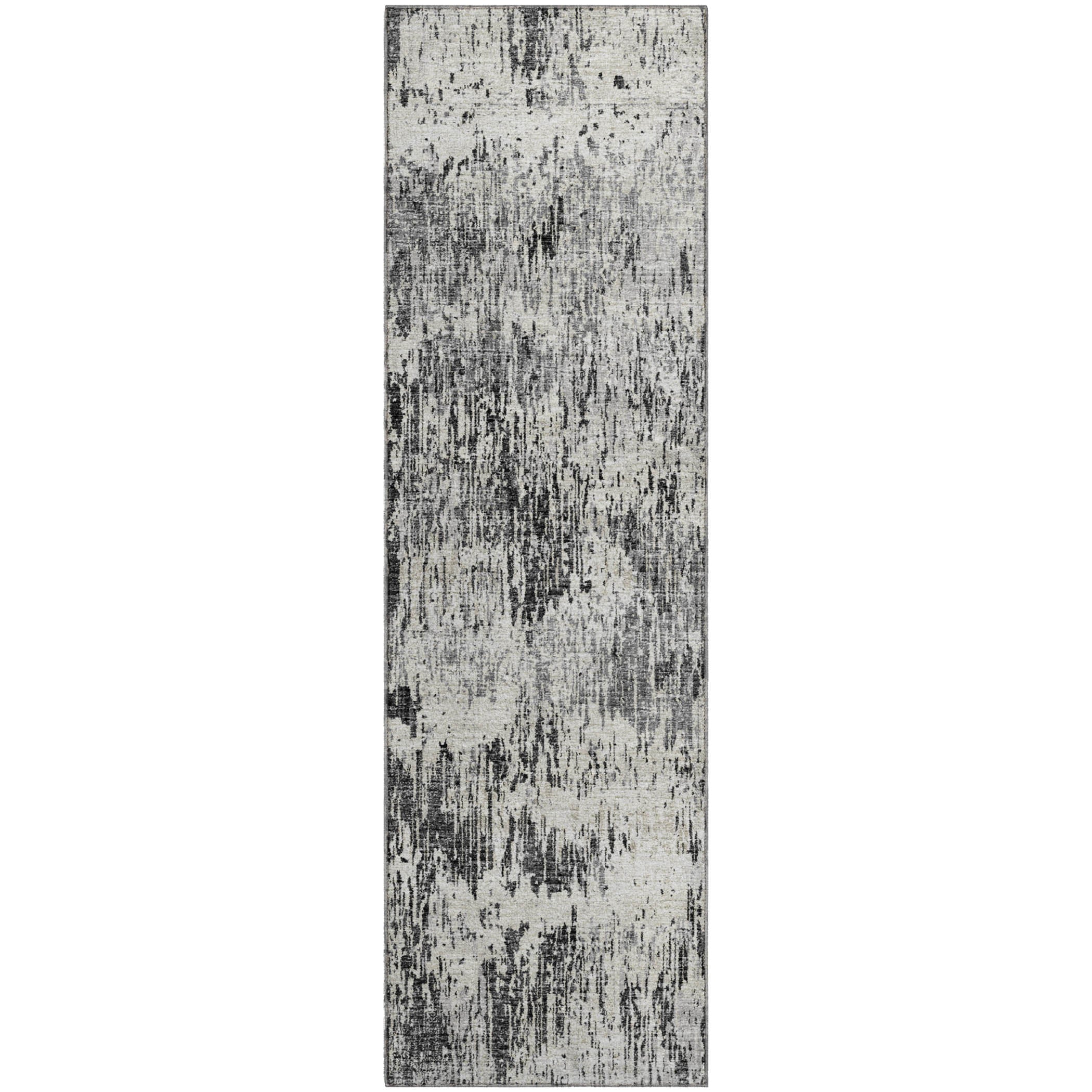 Bruges Machine Washable Transitional Gray Black Rug 2'3" x 7'6" #shape_Runner
