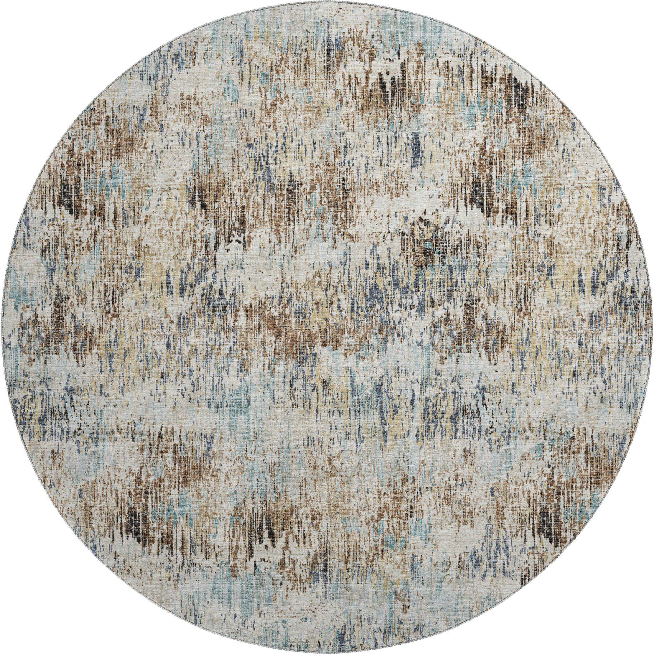 Bruges Machine Washable Transitional Moody Multi Rug 8' x 8' #shape_Round