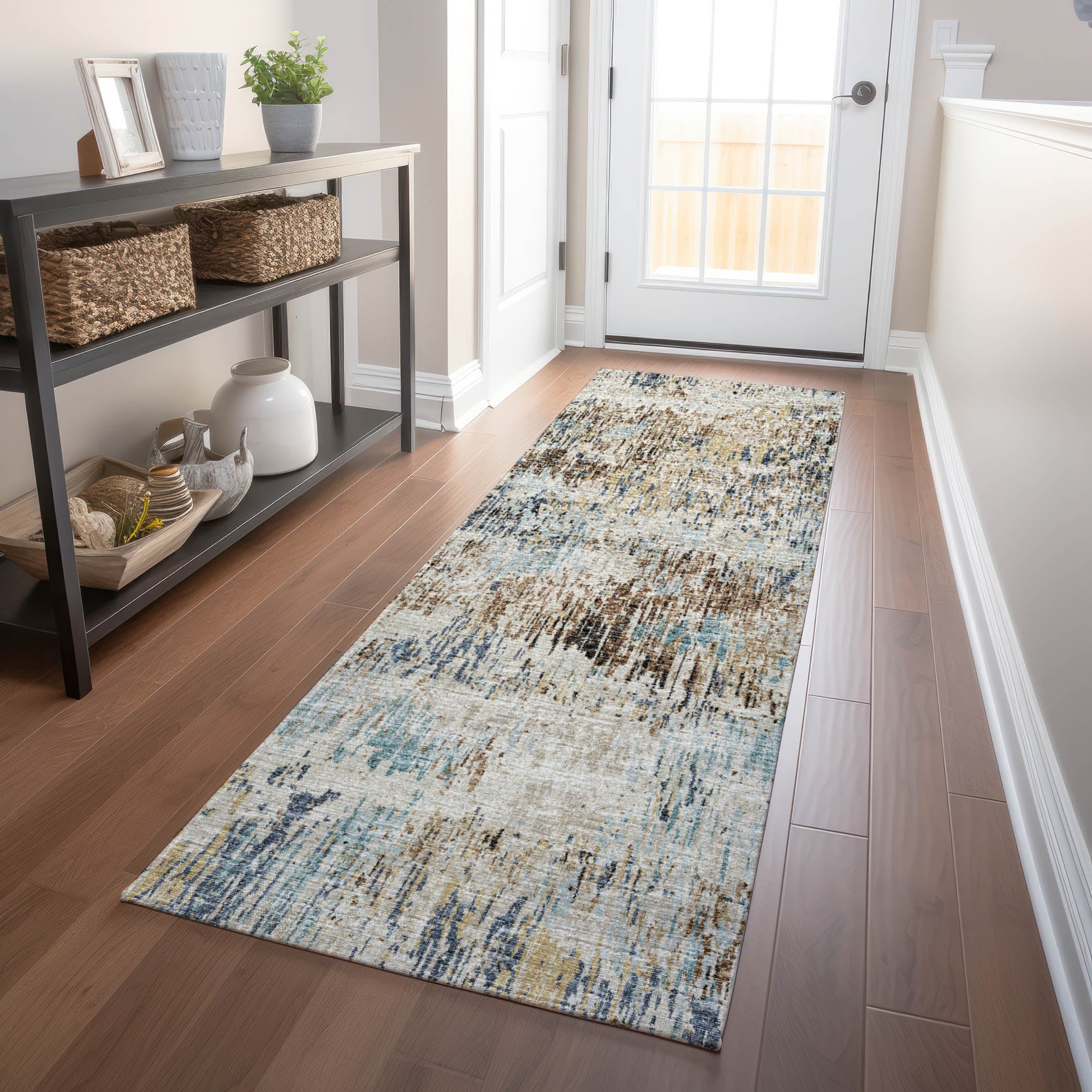 Bruges Machine Washable Transitional Moody Multi Rug 2'3" x 7'6" #shape_Runner