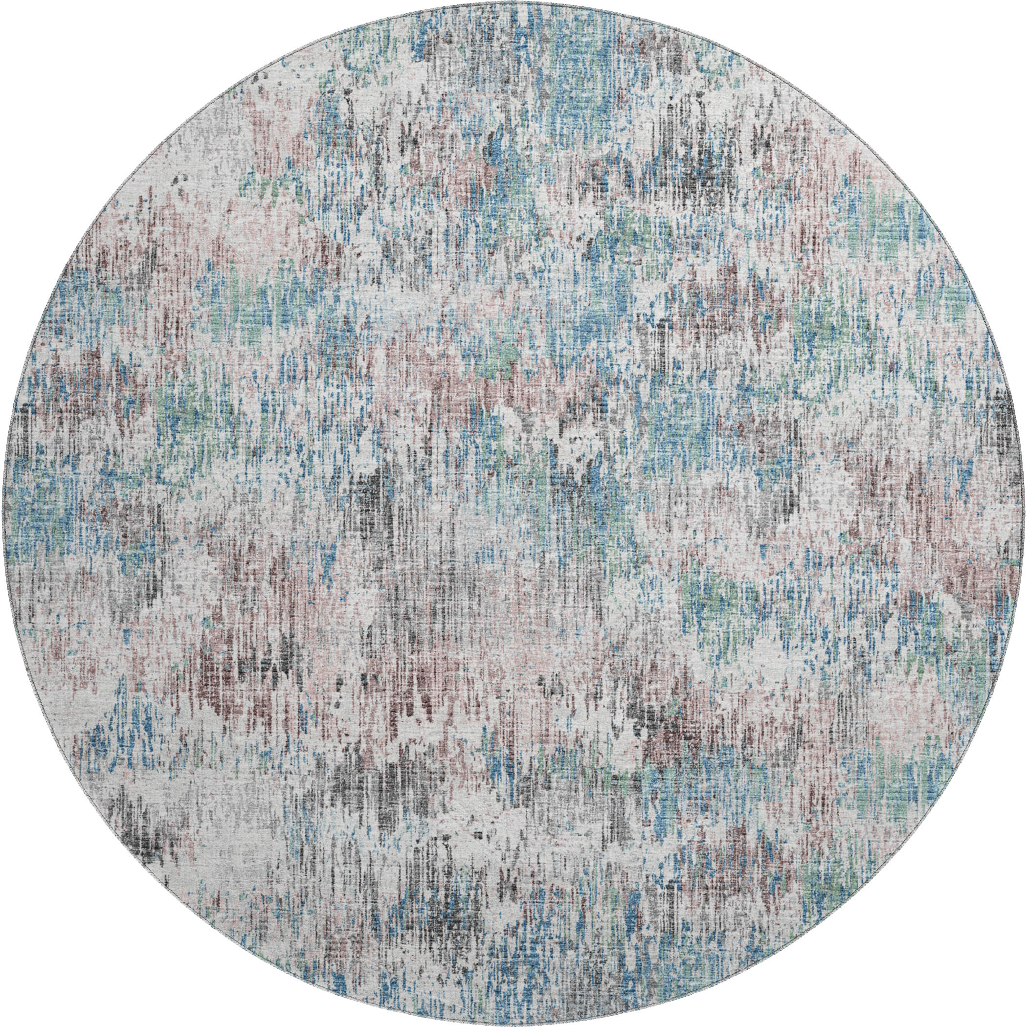 Bruges Machine Washable Transitional Multi Rug 8' x 8' #shape_Round