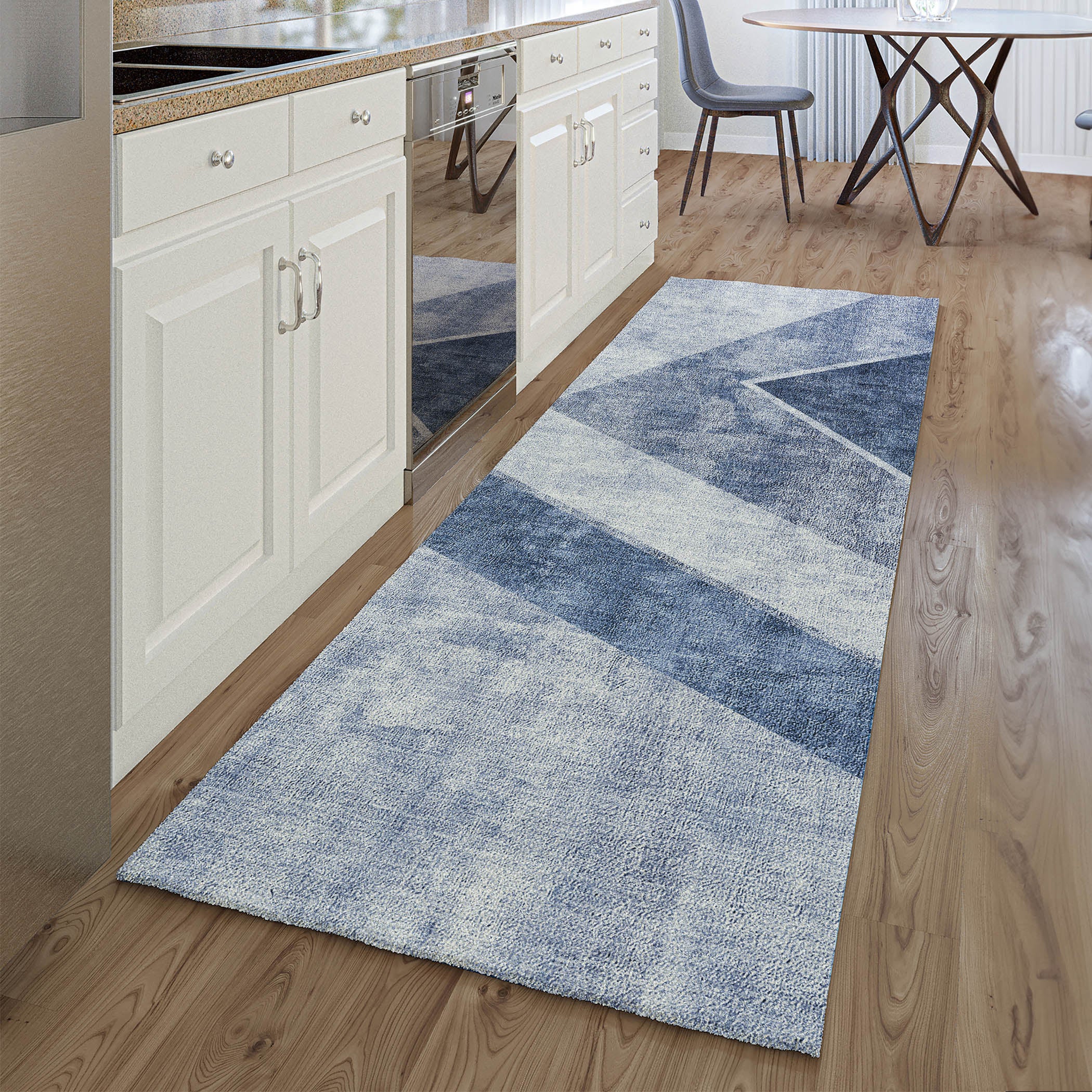 Lucerne Machine Washable Transitional Blue Rug 2'3" x 7'6" #shape_Runner