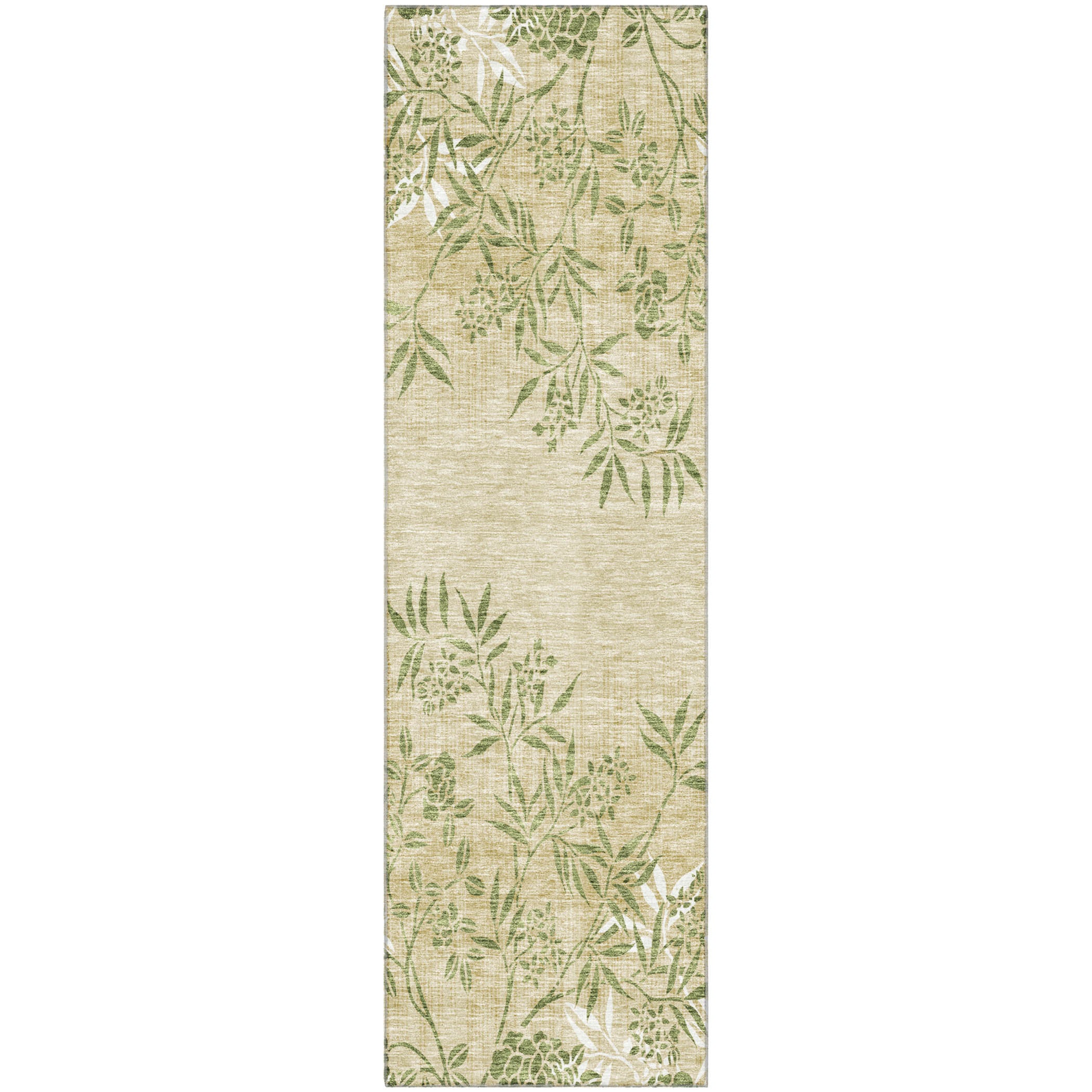 Queenstown Machine Washable Transitional Khaki Brown Rug 2'3" x 7'6" #shape_Runner