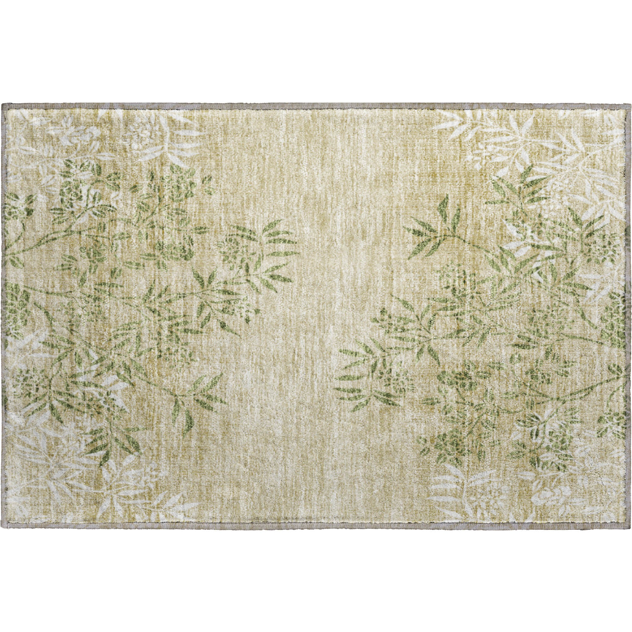 Queenstown Machine Washable Transitional Khaki Brown Rug 1'8" x 2'6" #shape_Rectangle