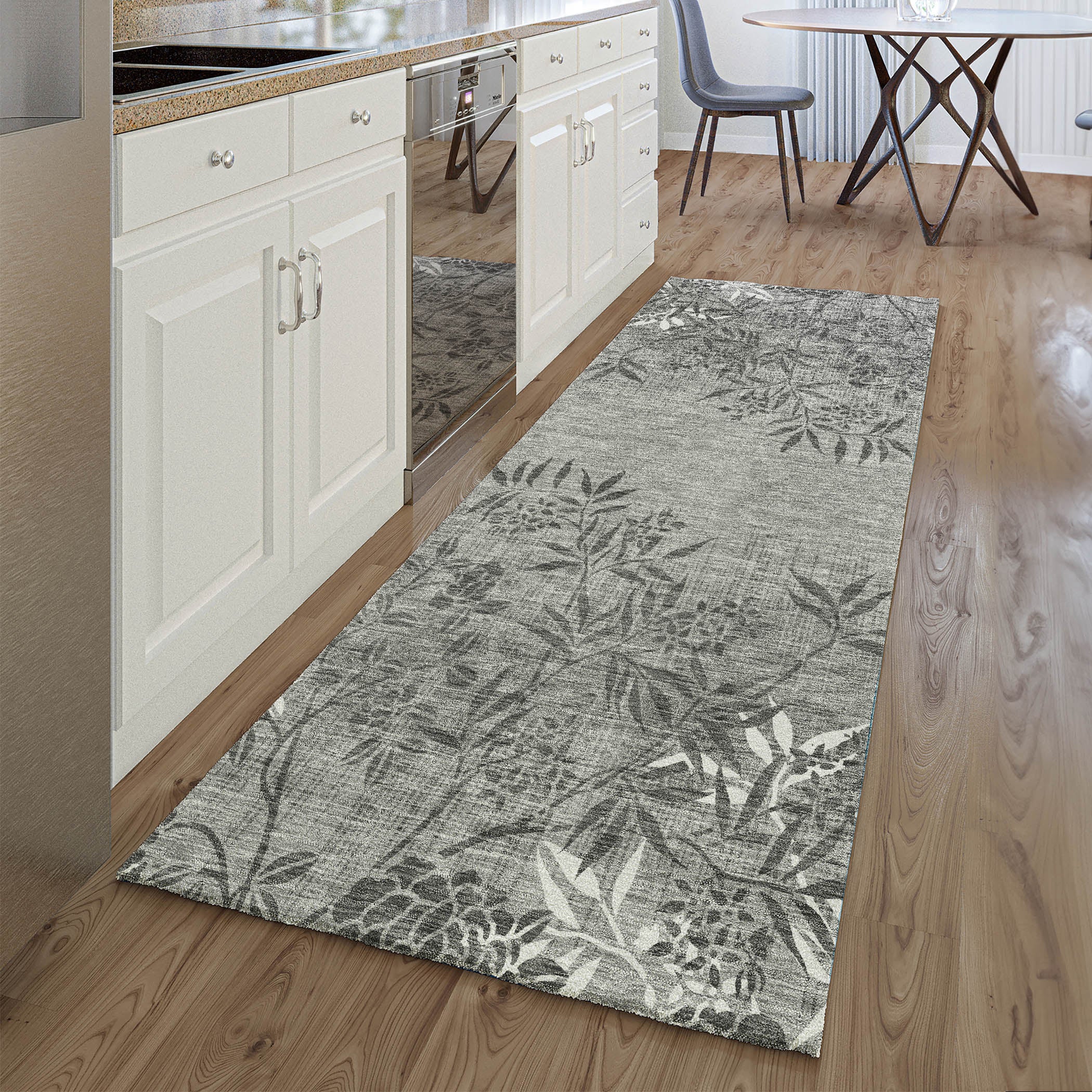 Queenstown Machine Washable Transitional Pewter Gray Rug 2'3" x 7'6" #shape_Runner