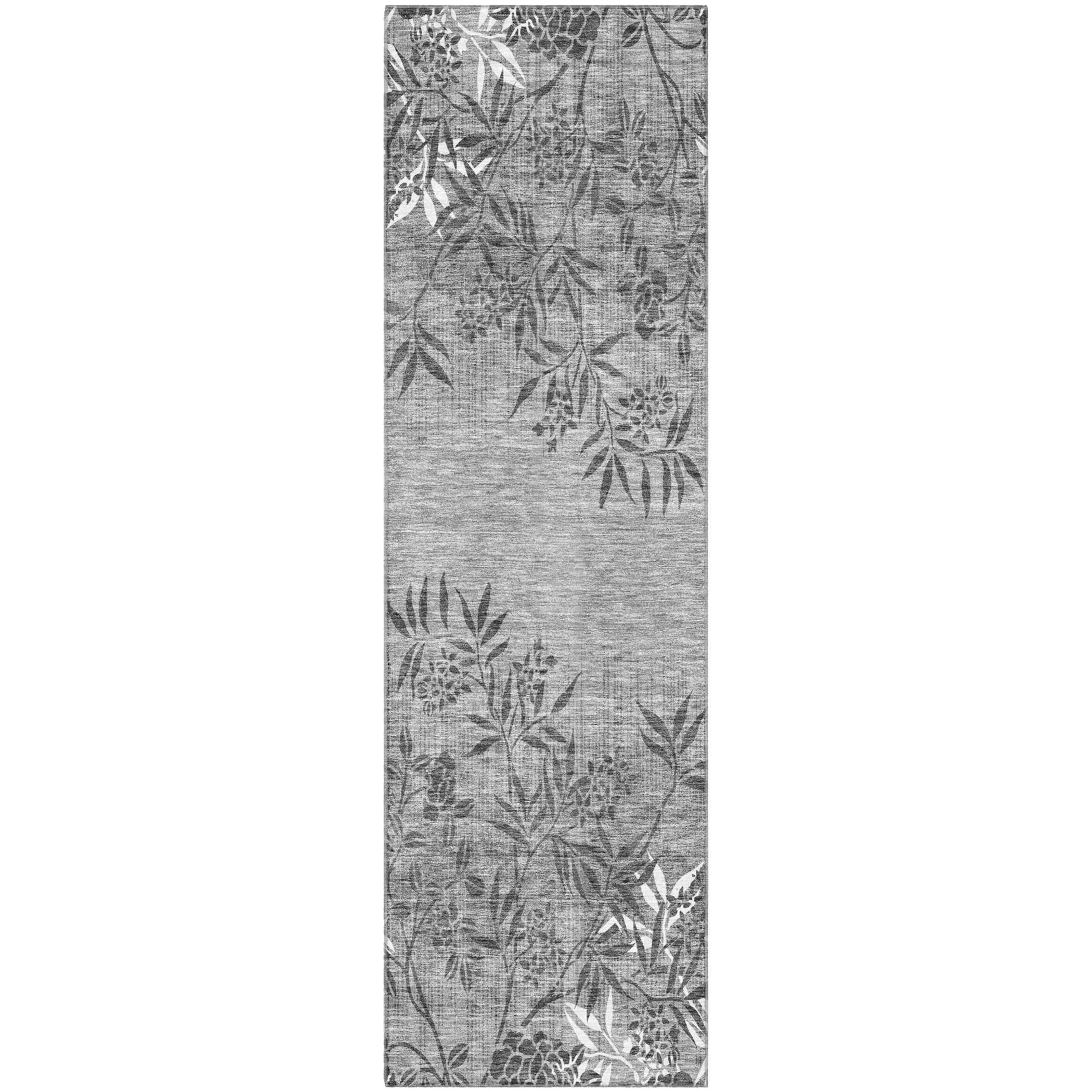 Queenstown Machine Washable Transitional Pewter Gray Rug 2'3" x 7'6" #shape_Runner