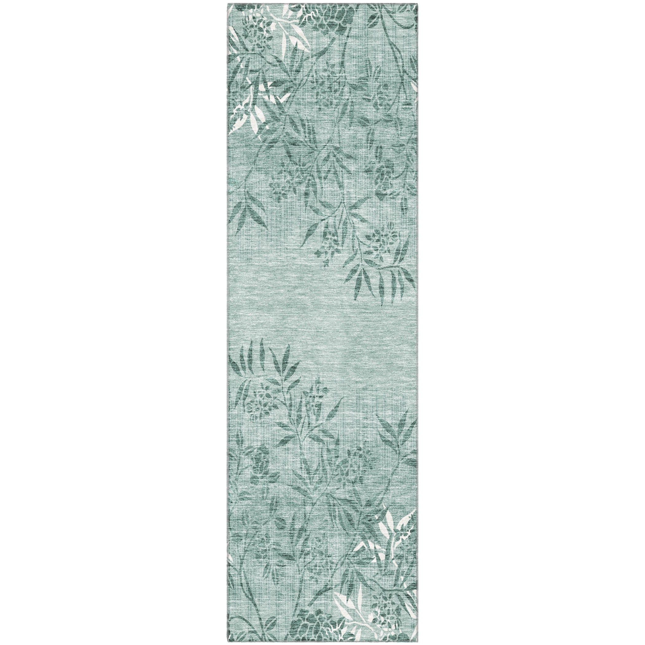 Queenstown Machine Washable Transitional Sage Green Rug 2'3" x 7'6" #shape_Runner