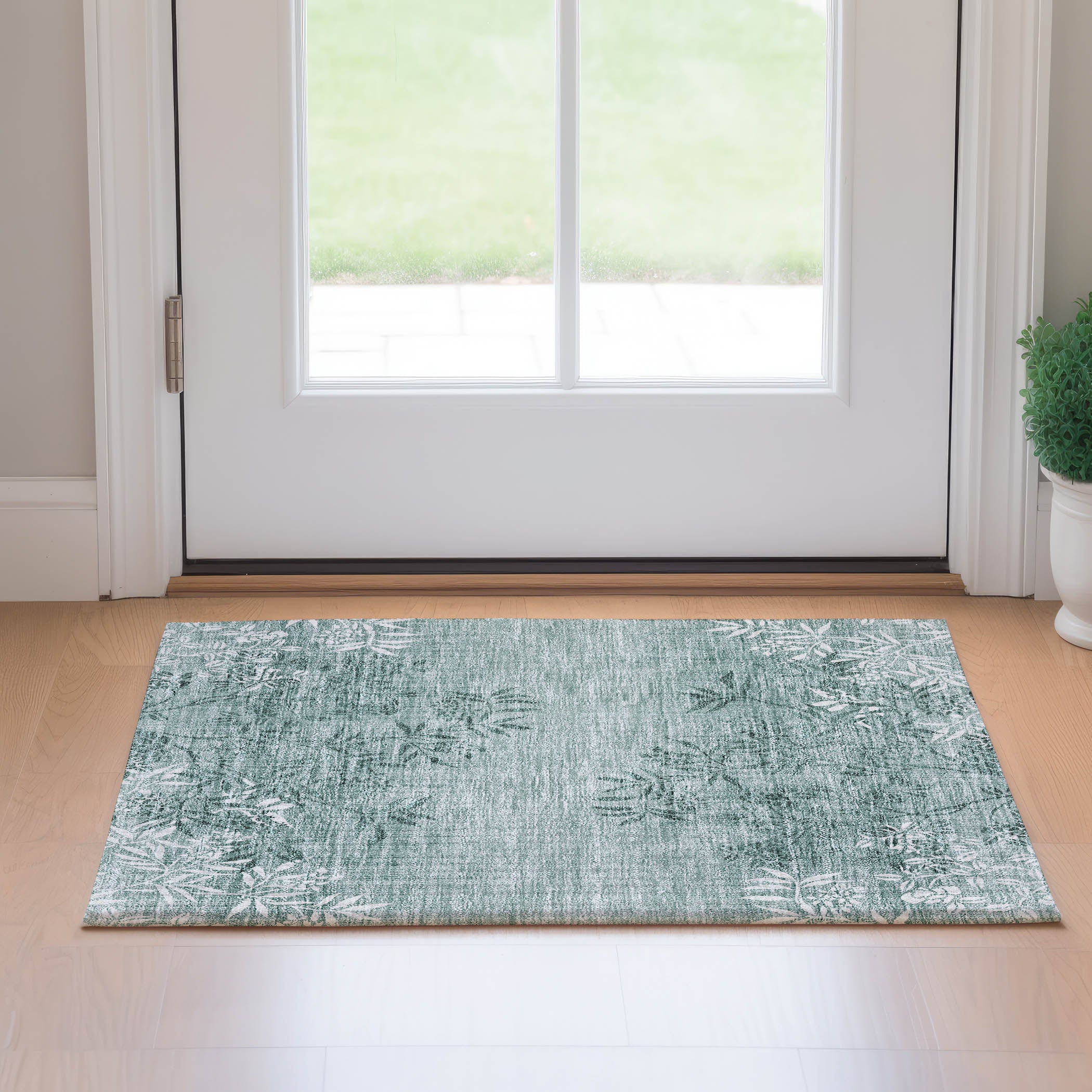 Queenstown Machine Washable Transitional Sage Green Rug 1'8" x 2'6" #shape_Rectangle