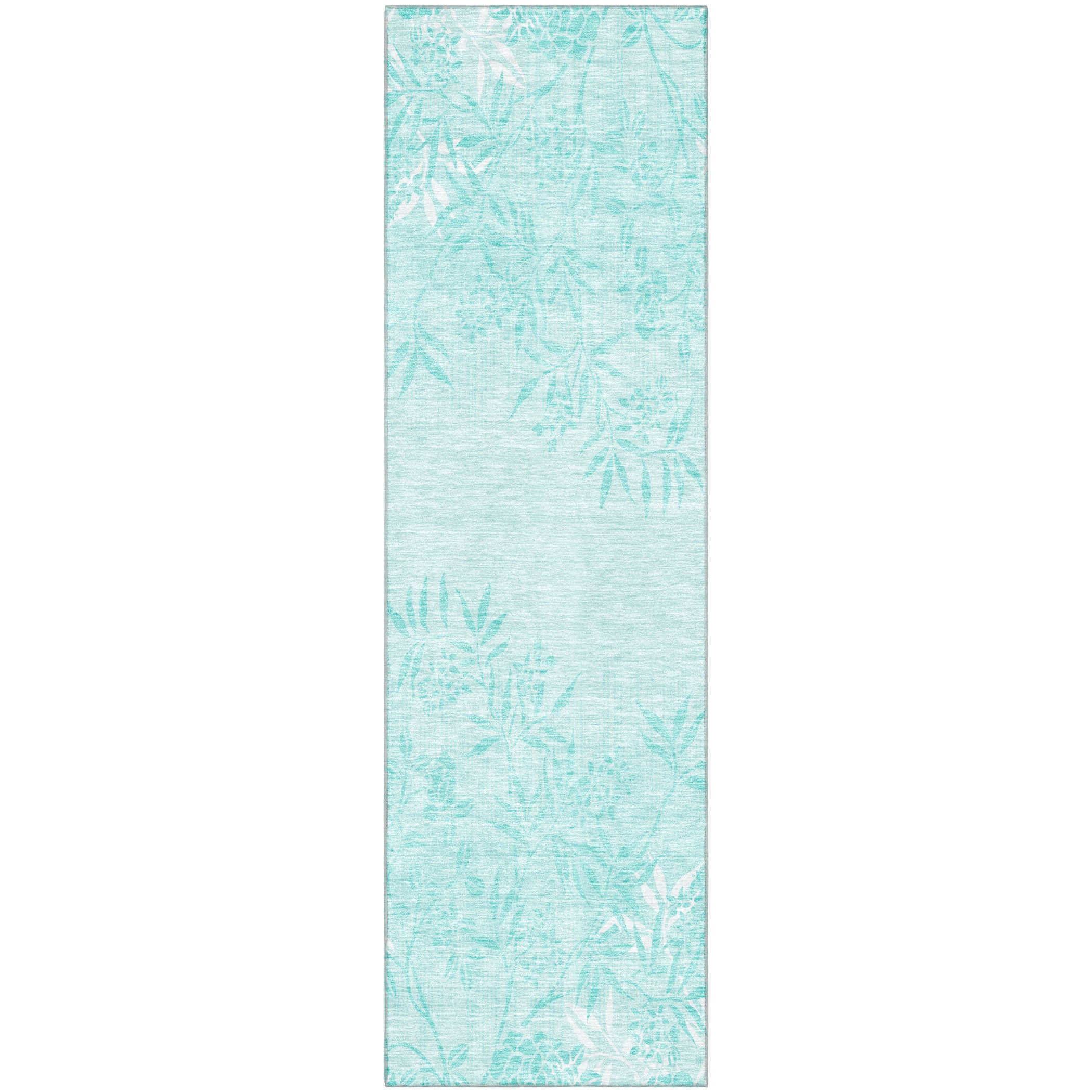 Queenstown Machine Washable Transitional Teal Rug 2'3" x 7'6" #shape_Runner