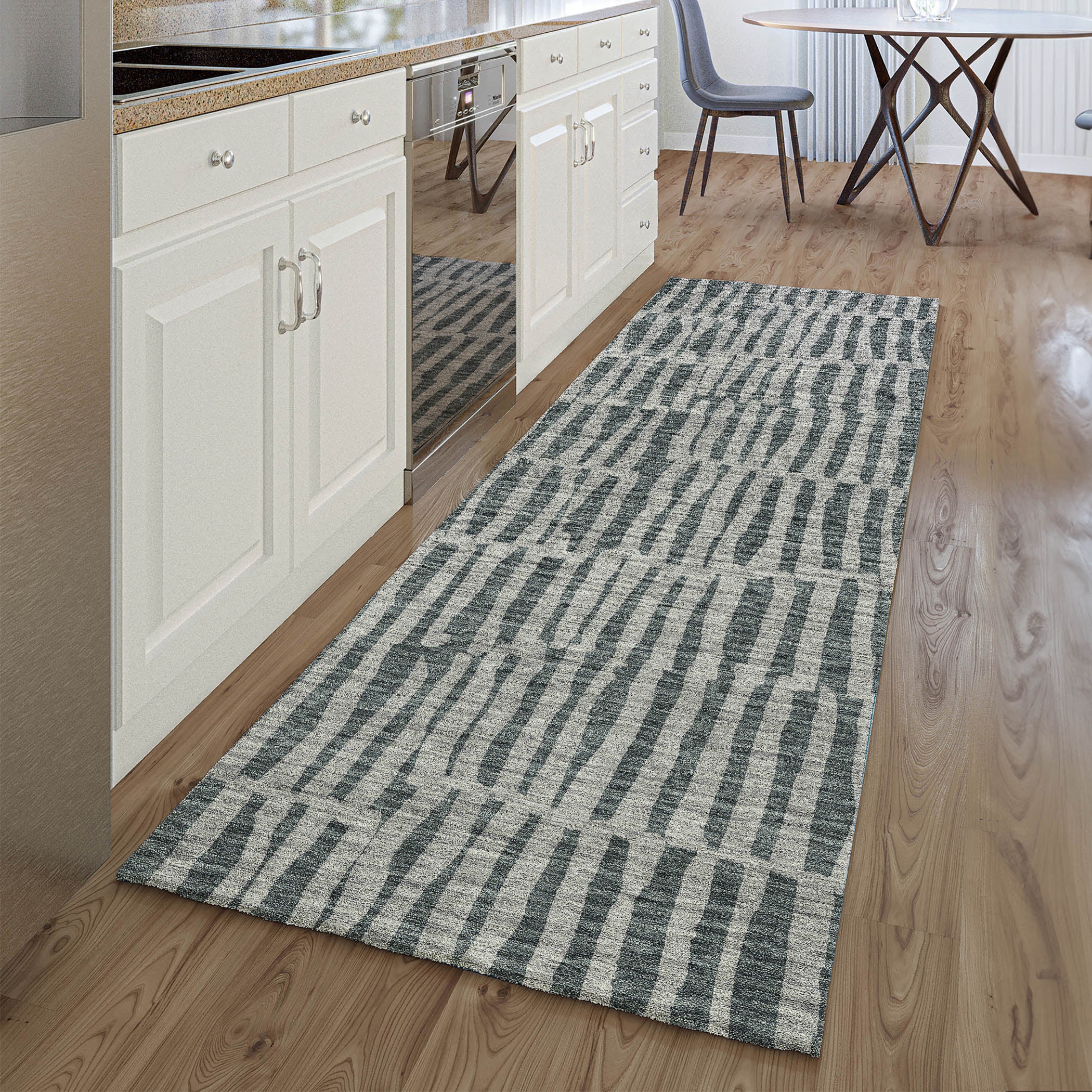 Sarajevo Machine Washable Transitional Charcoal Gray Rug 2'3" x 7'6" #shape_Runner