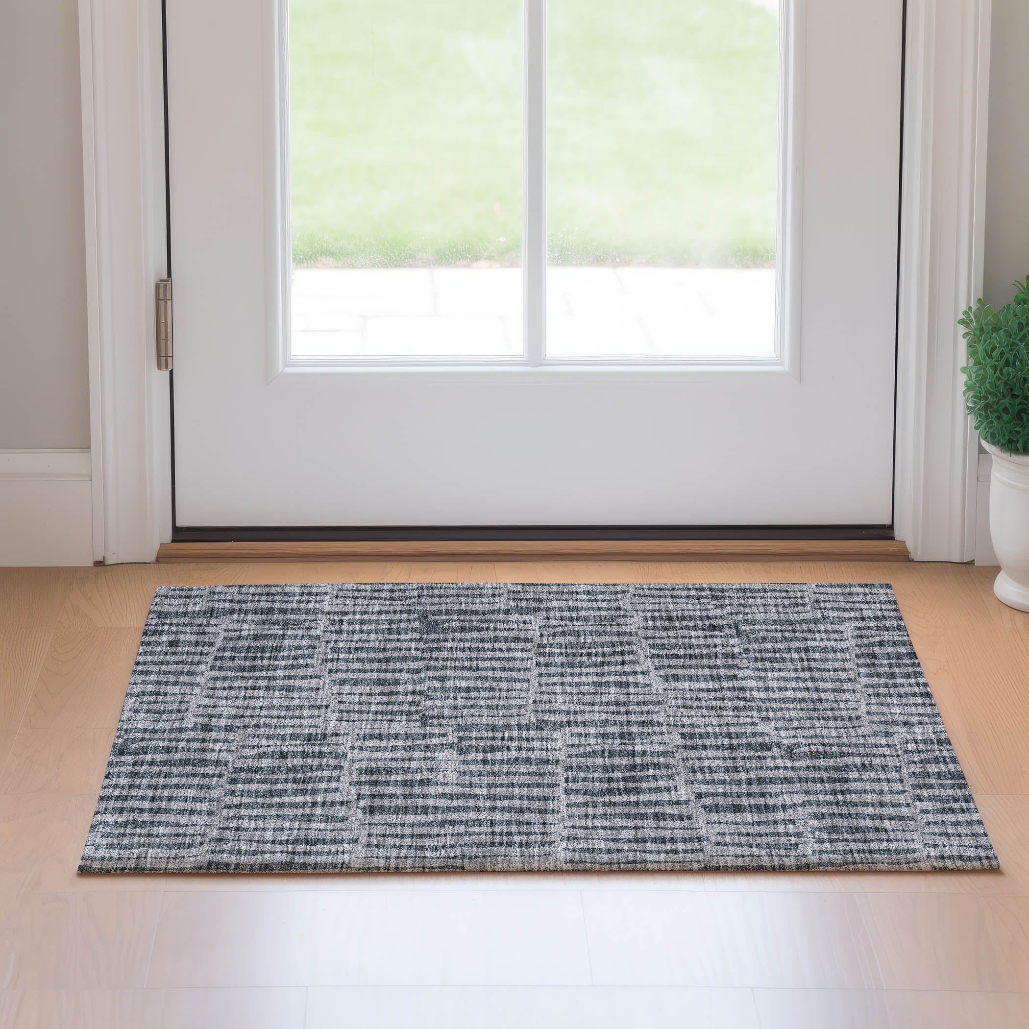 Sarajevo Machine Washable Transitional Charcoal Gray Rug 1'8" x 2'6" #shape_Rectangle